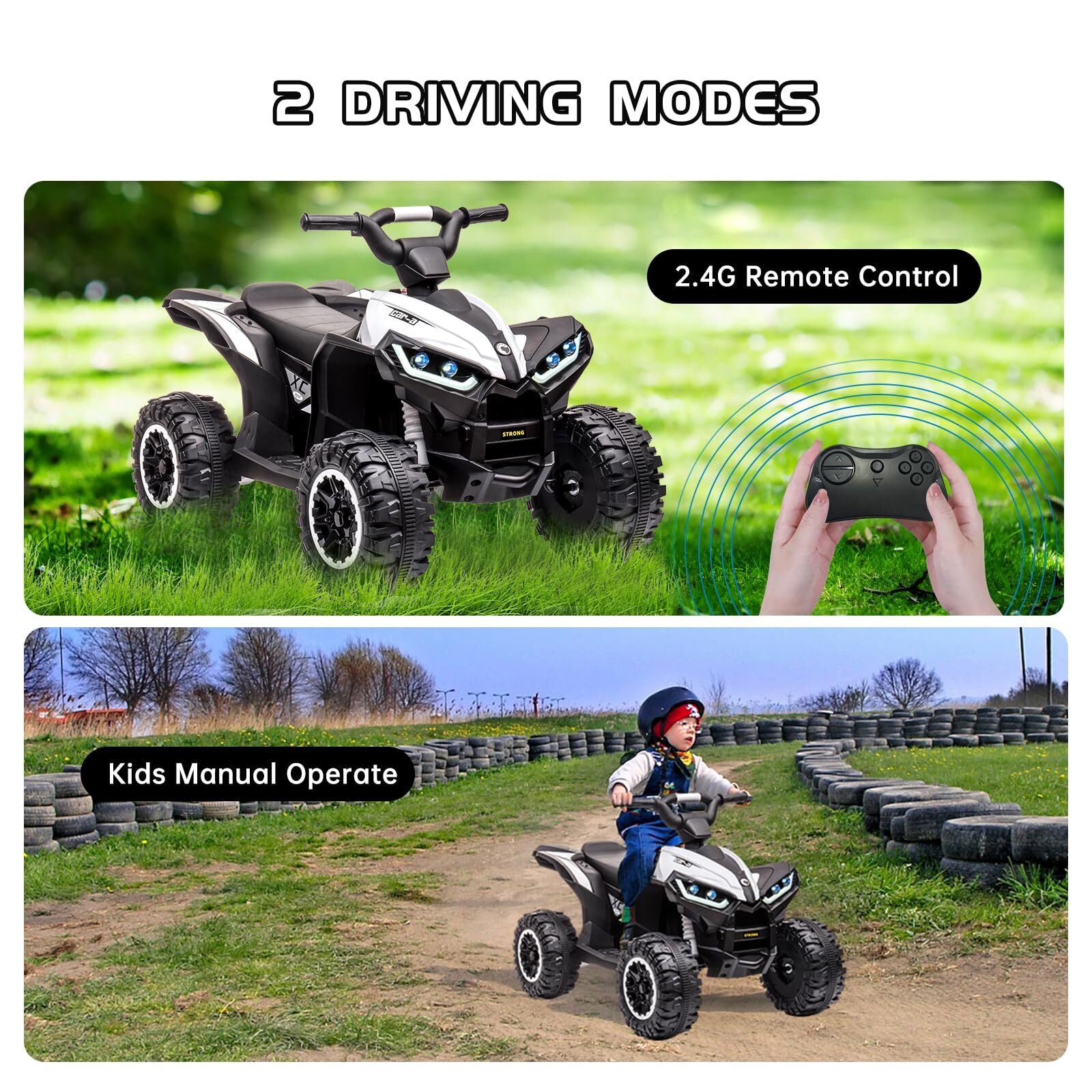 12V Battery-Powered Electric Ride-On Quad ATV for Kids with Remote Control Trend Times 3
