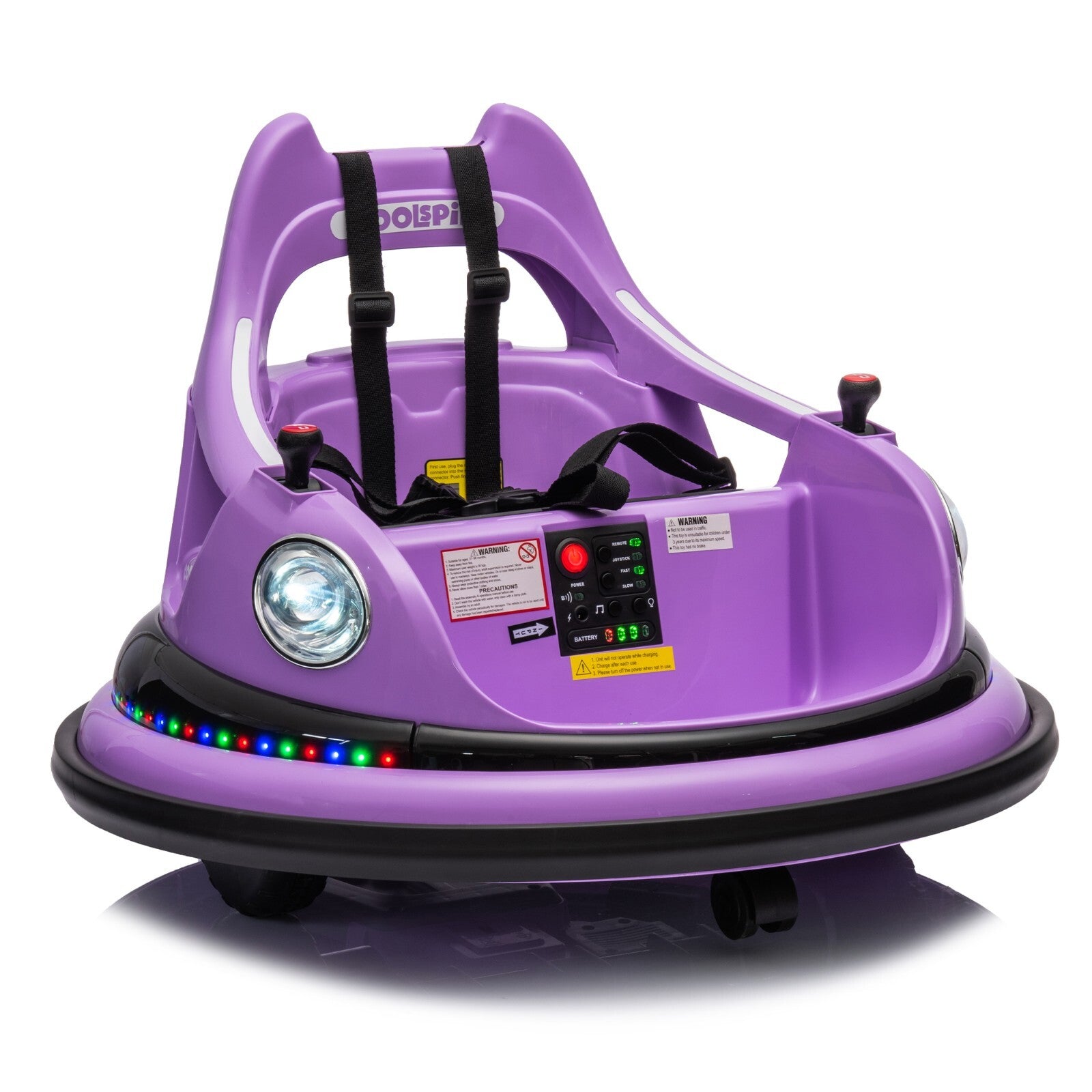 12V Electric Ride-On Bumper Car for Kids with Remote Control Purple Trend Times 12