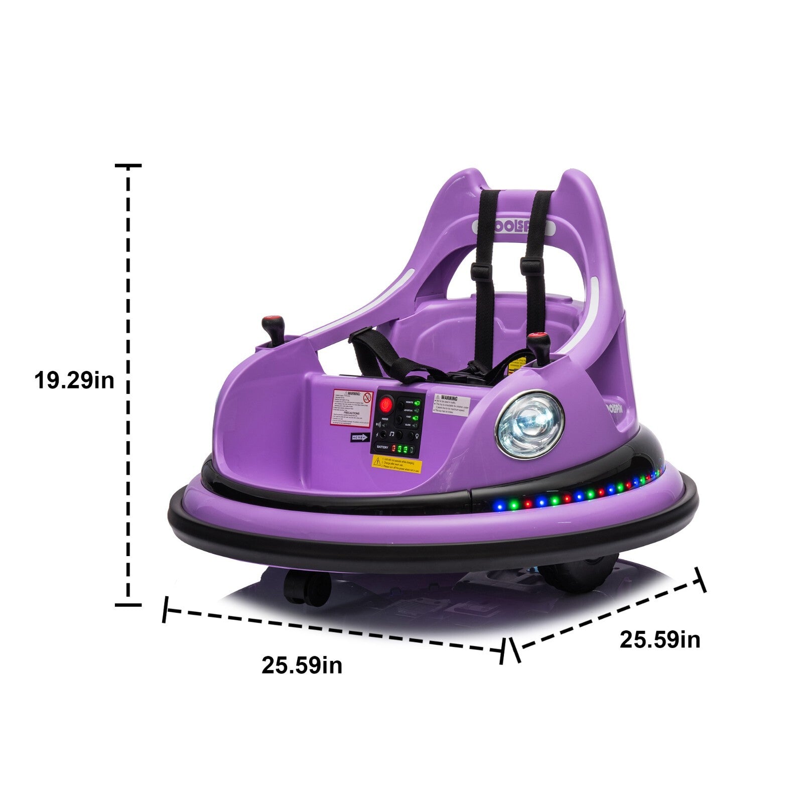 12V Electric Ride-On Bumper Car for Kids with Remote Control Purple Trend Times 17
