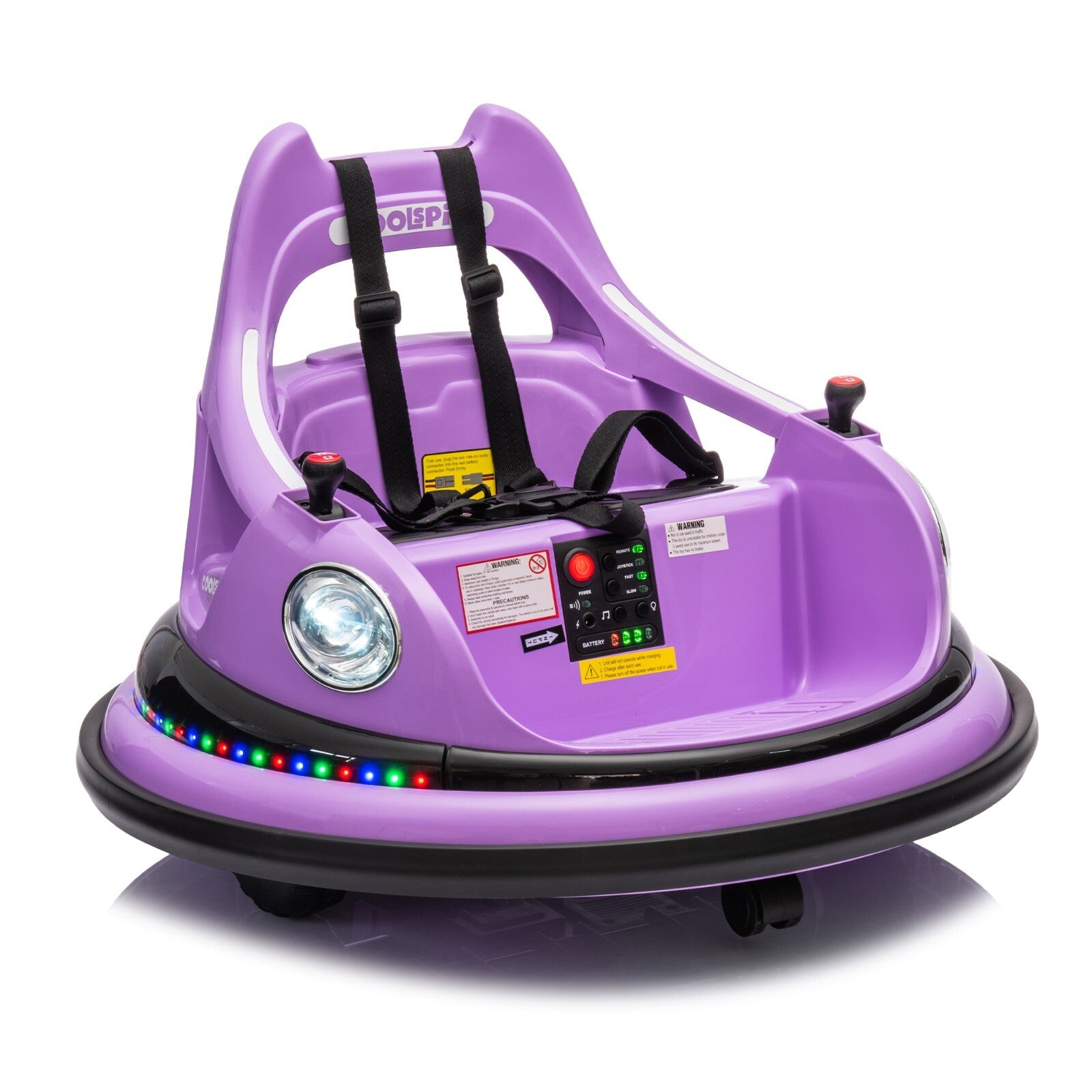 12V Electric Ride-On Bumper Car for Kids with Remote Control Purple Trend Times 19