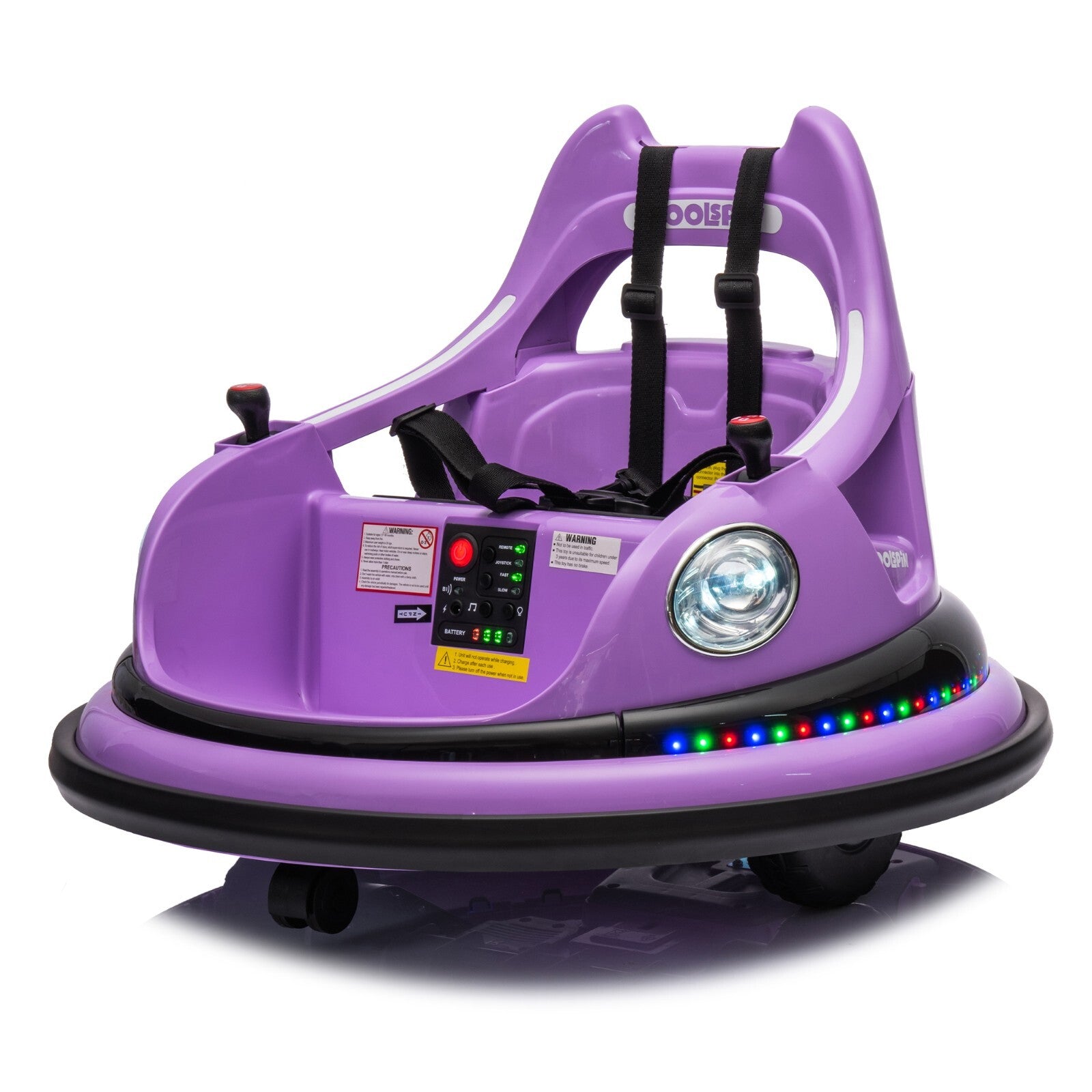 12V Electric Ride-On Bumper Car for Kids with Remote Control Purple Trend Times 22