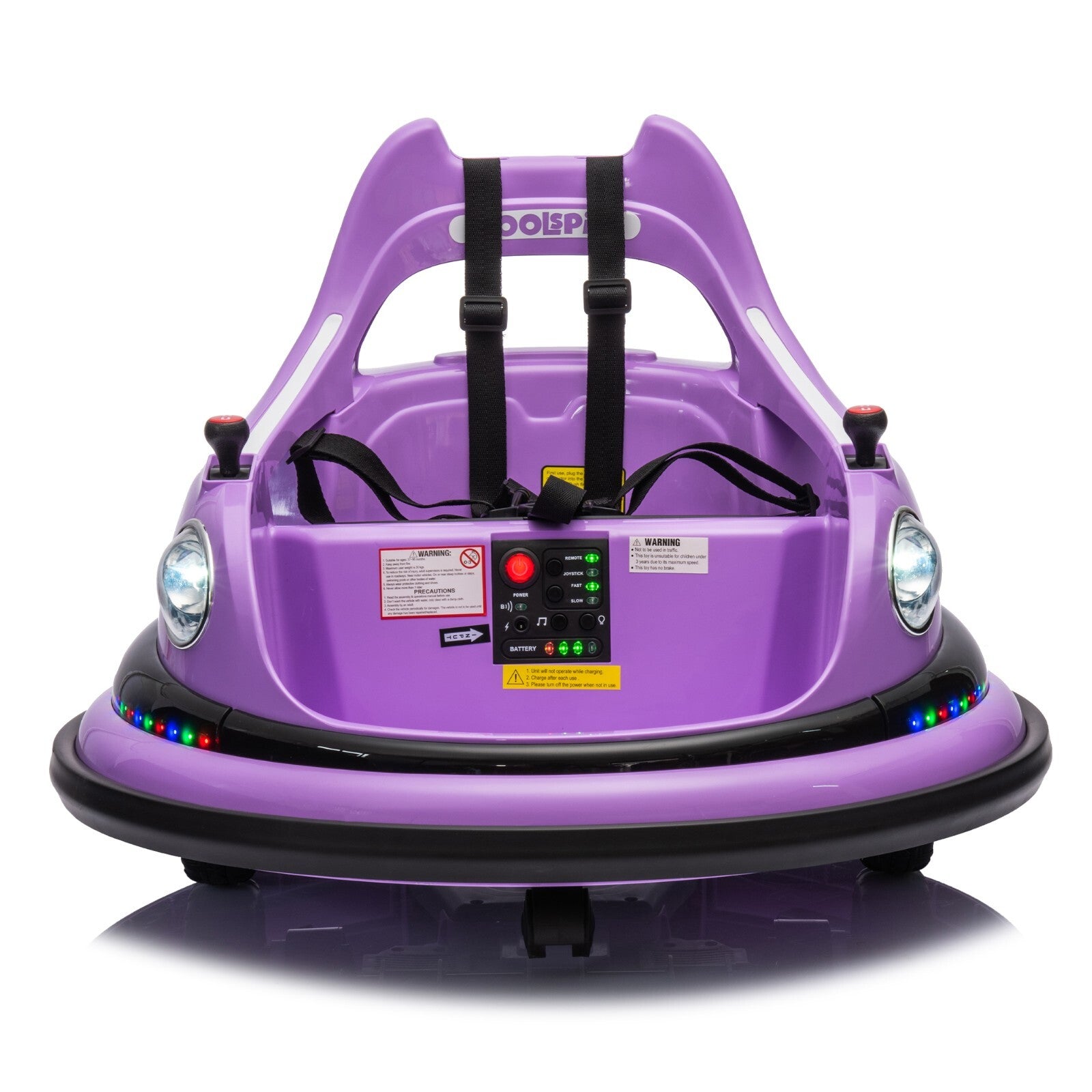 12V Electric Ride-On Bumper Car for Kids with Remote Control Purple Trend Times 8