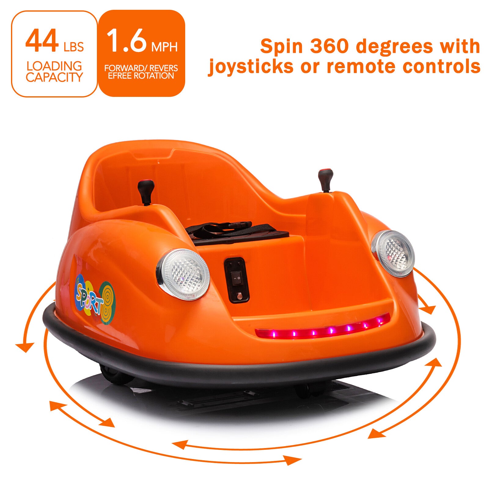 12V Ride-On Bumper Car with Remote Control, 2-Speed Electric Toy Featuring 360-Degree Spin Trend Times 3