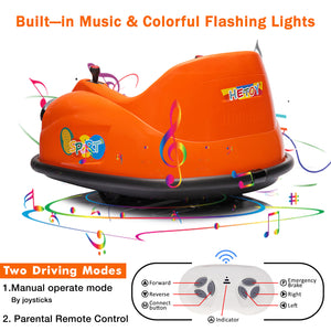 12V Ride-On Bumper Car with Remote Control, 2-Speed Electric Toy Featuring 360-Degree Spin Trend Times 7