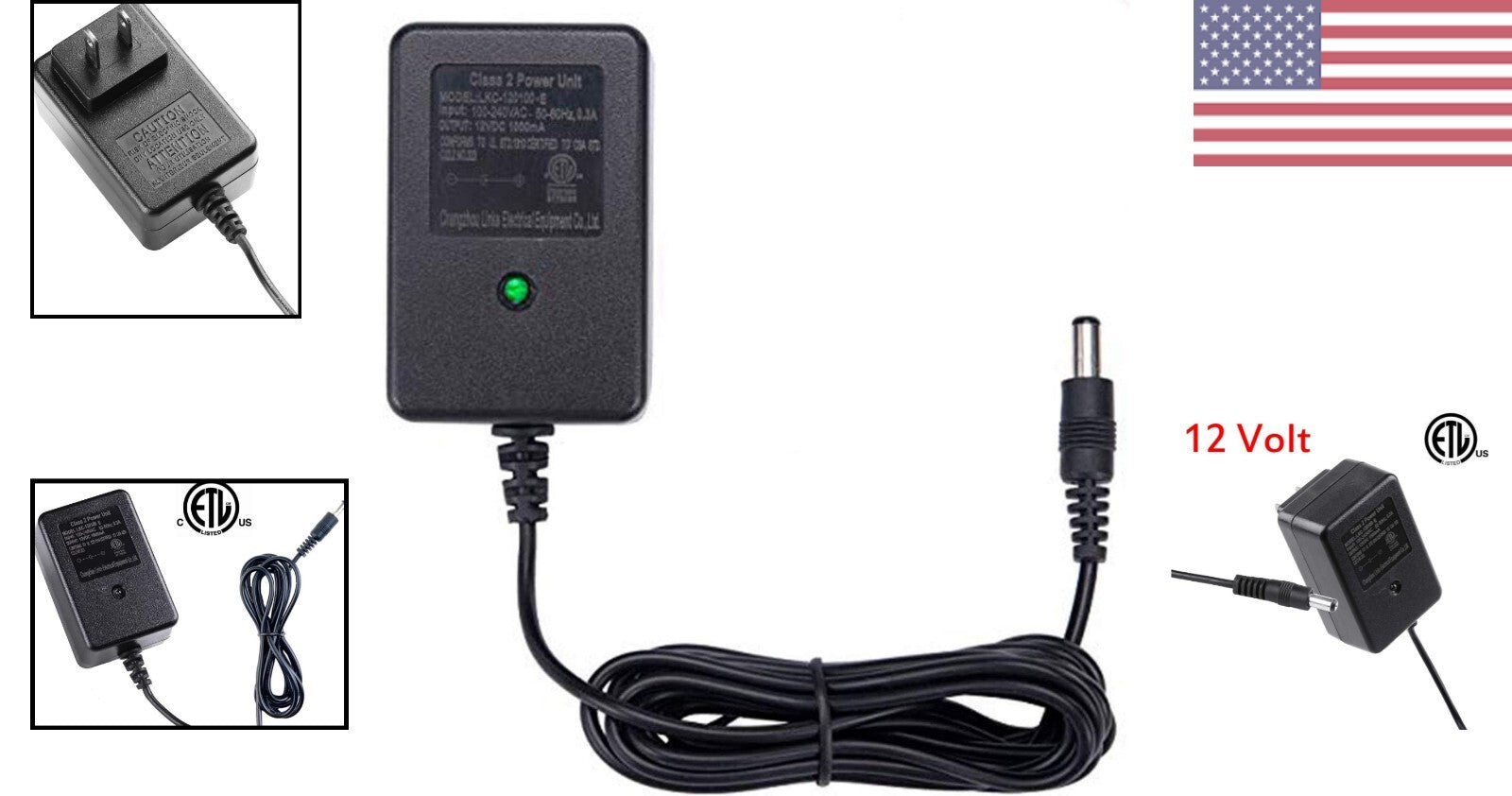12V Ride-On Car Battery Charger ETL Certified AC 100V-240V Input 12V DC Output Trend Times 1