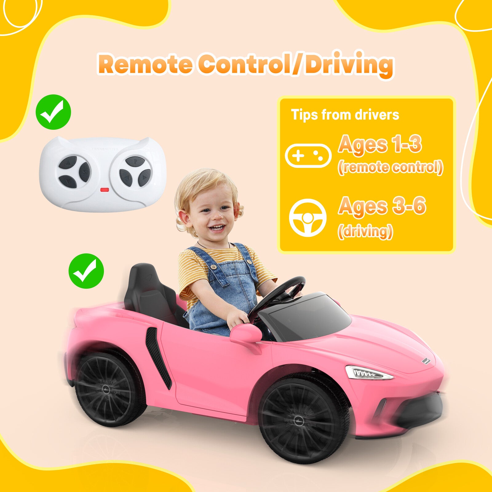 12V Battery-Powered Kids Ride-On Sports Car with Parent Remote Control Trend Times 4