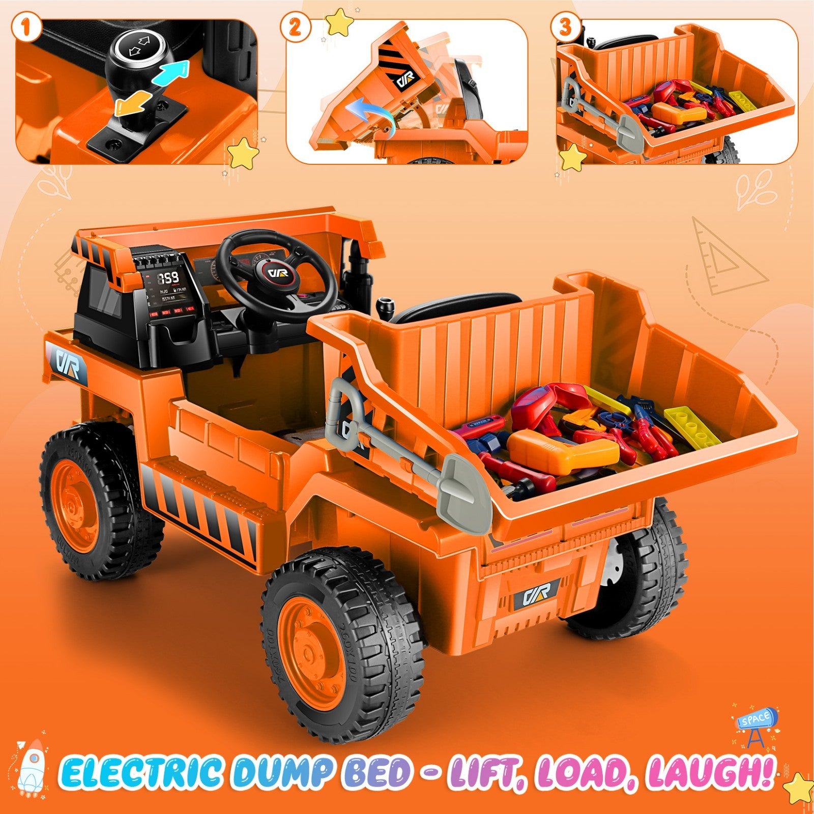 12V Electric Ride-On Dump Truck for Kids with Remote Control and Functional Dump Bed Trend Times 22