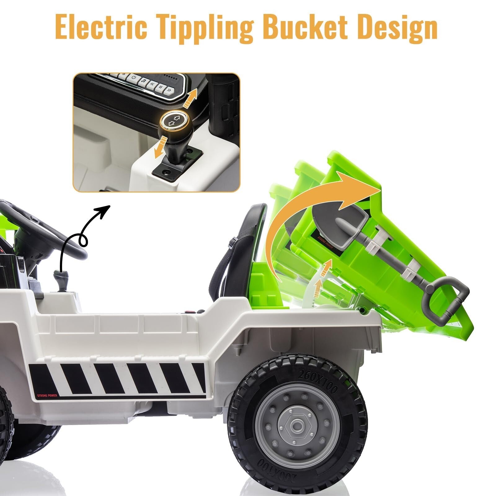 12V Electric Ride-On Dump Truck with Functional Dump Bed for Kids Trend Times 11