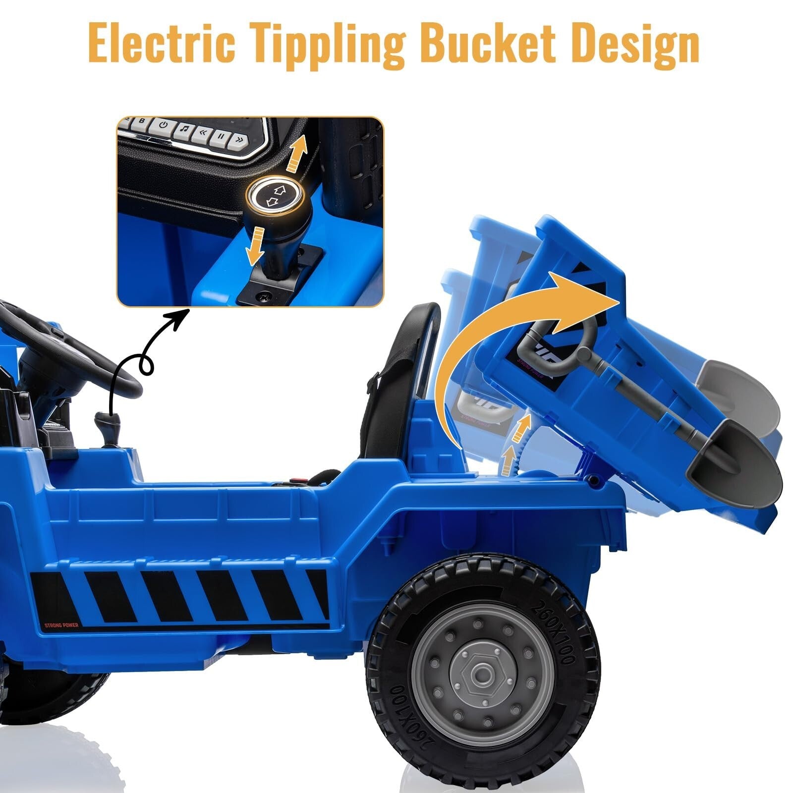 12V Electric Ride-On Dump Truck with Functional Dump Bed for Kids Trend Times 19