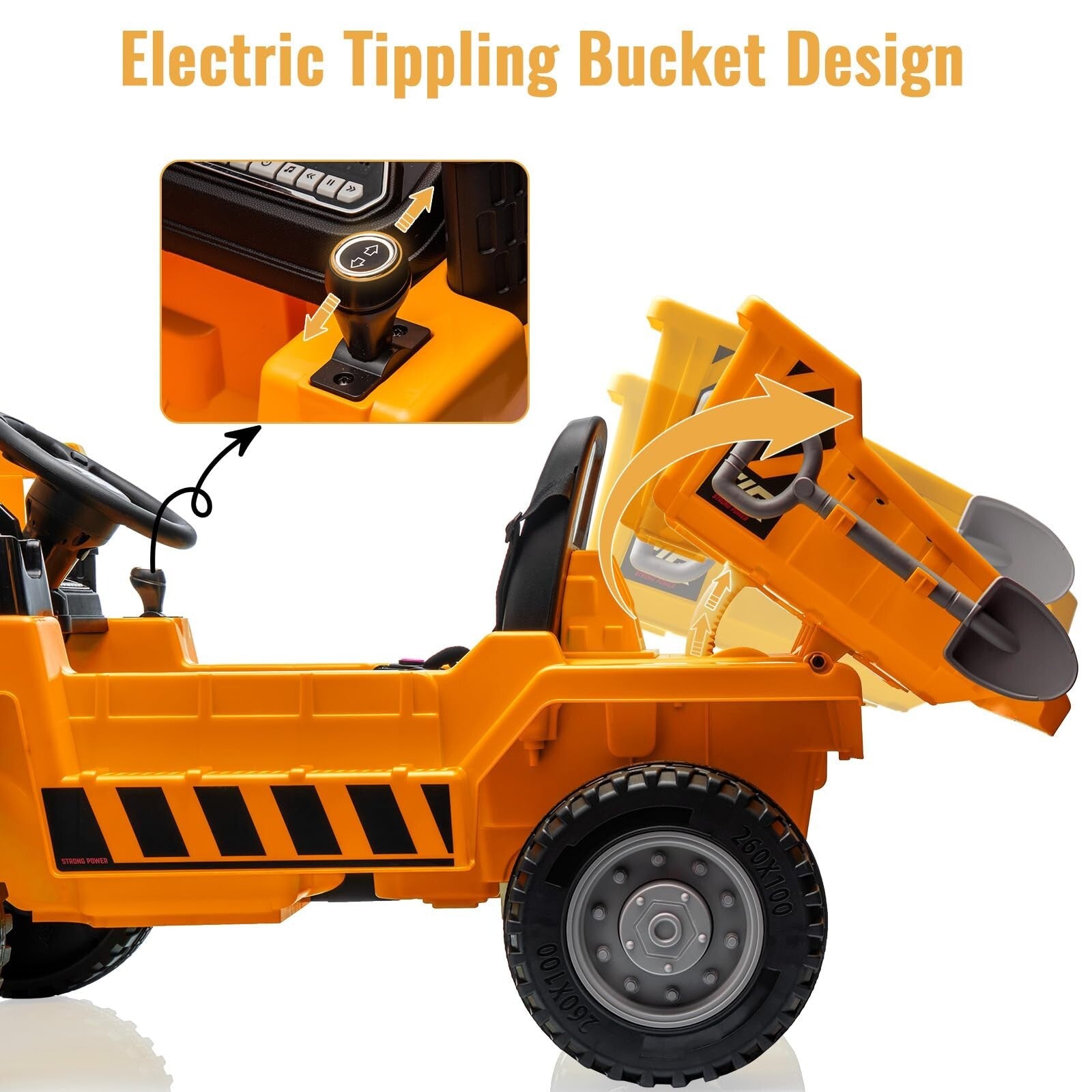 12V Electric Ride-On Dump Truck with Functional Dump Bed for Kids Trend Times 27