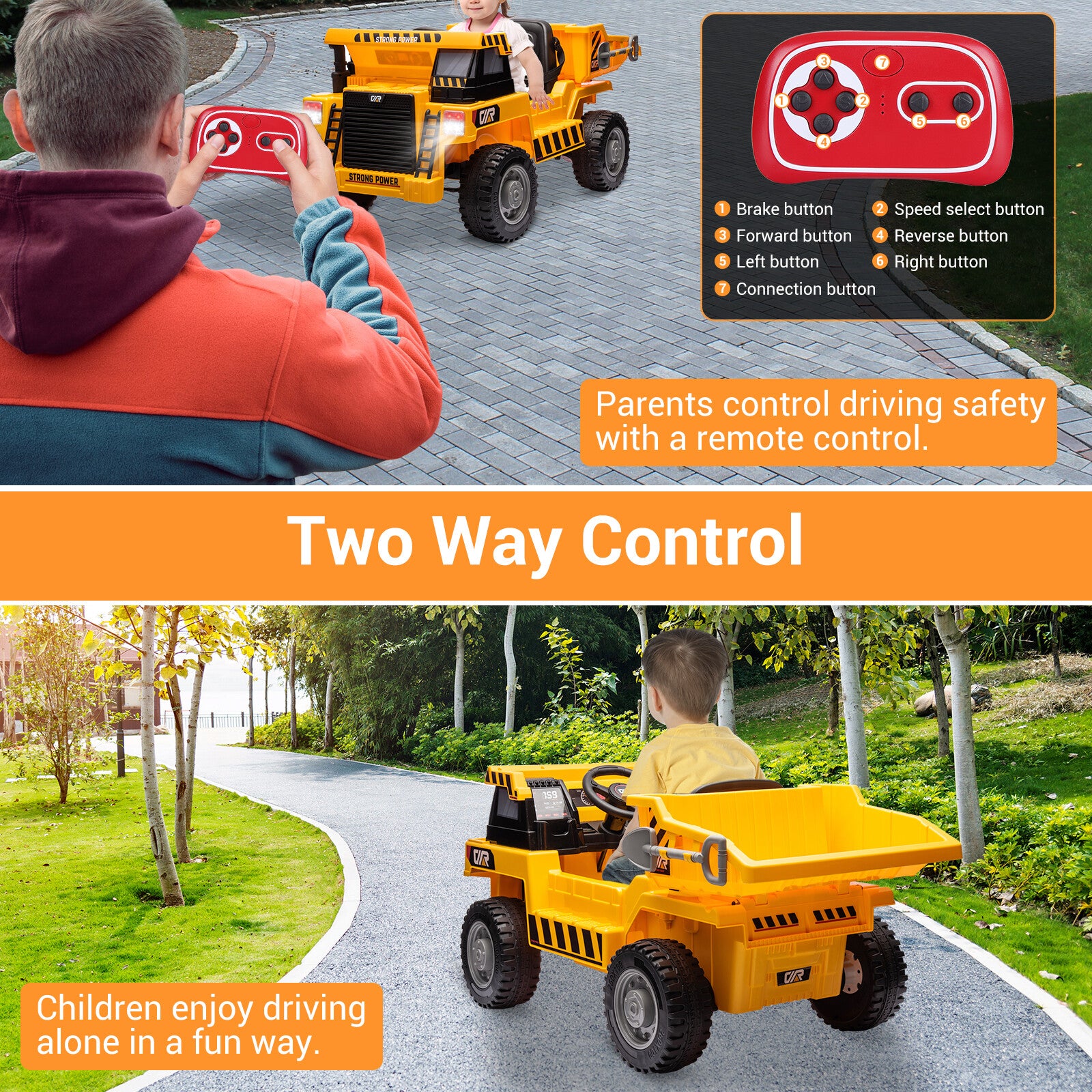 12V Battery-Powered Electric Ride-On Engineering Dump Truck with Remote Control Trend Times 5