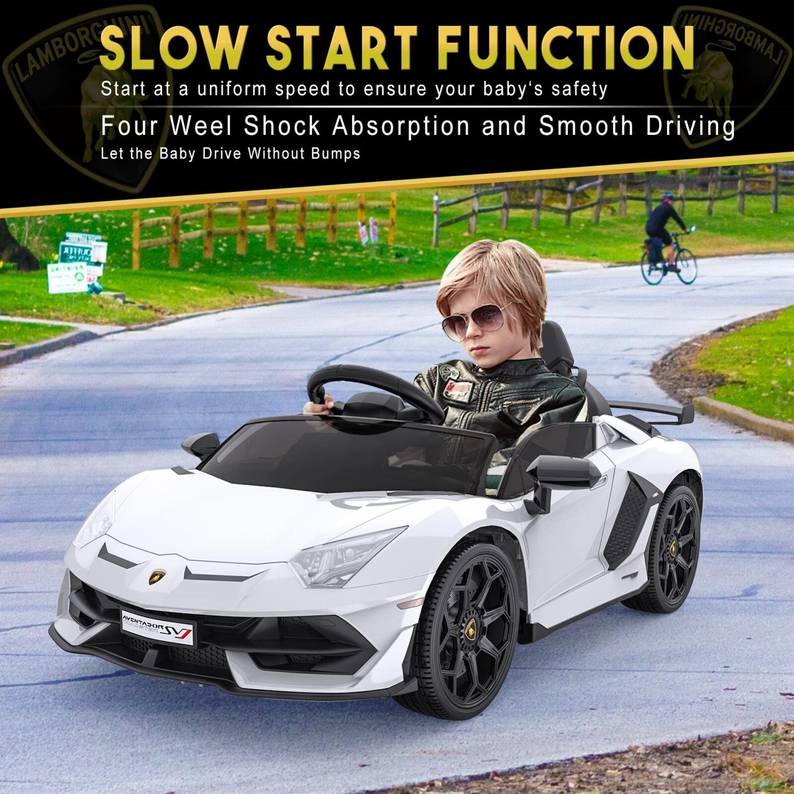 12V Electric Ride-On Lamborghini Toy Car for Kids with Remote Control, Music, and Opening Doors Trend Times 3