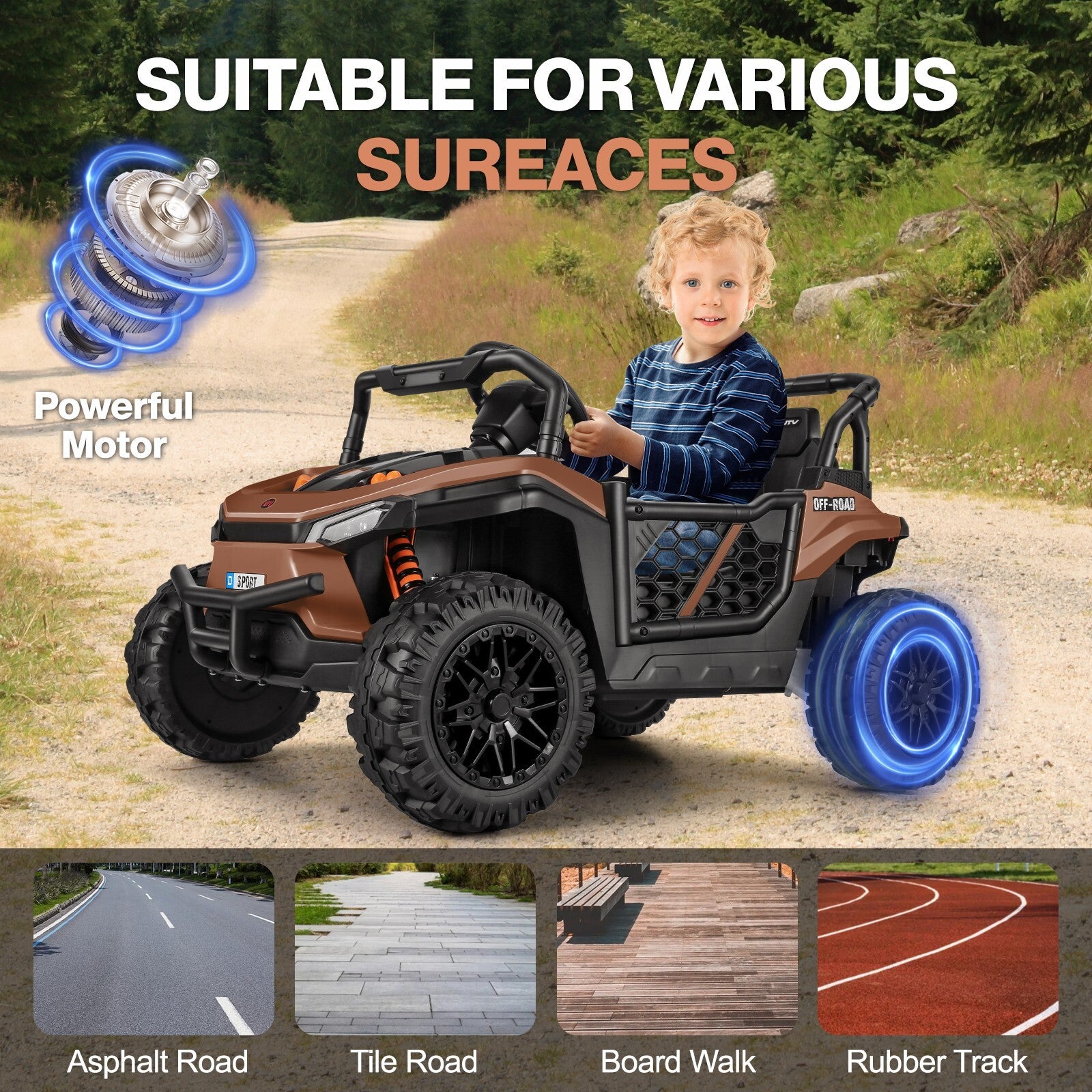 12V Electric Ride-On Off-Road UTV Car for Kids with Remote Control Toy Trend Times 4