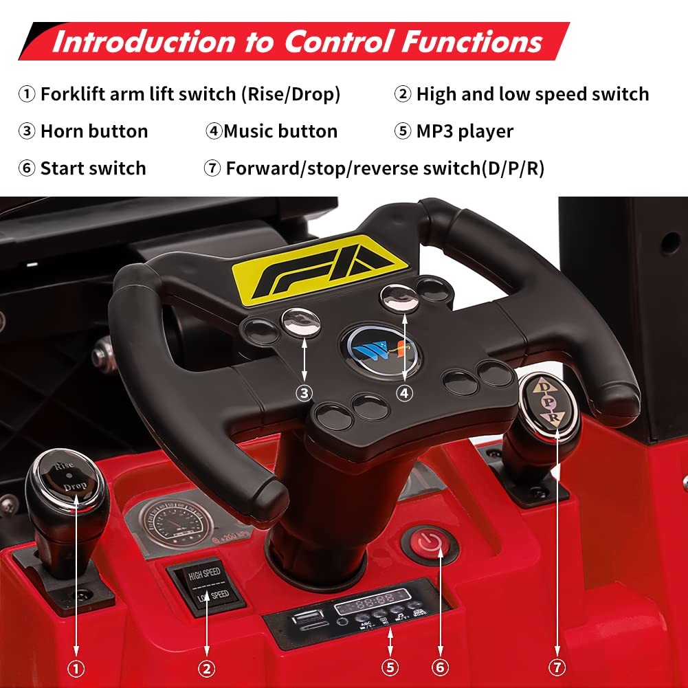 12V Electric Ride-On Construction Forklift Car for Kids with Remote Control Trend Times 13