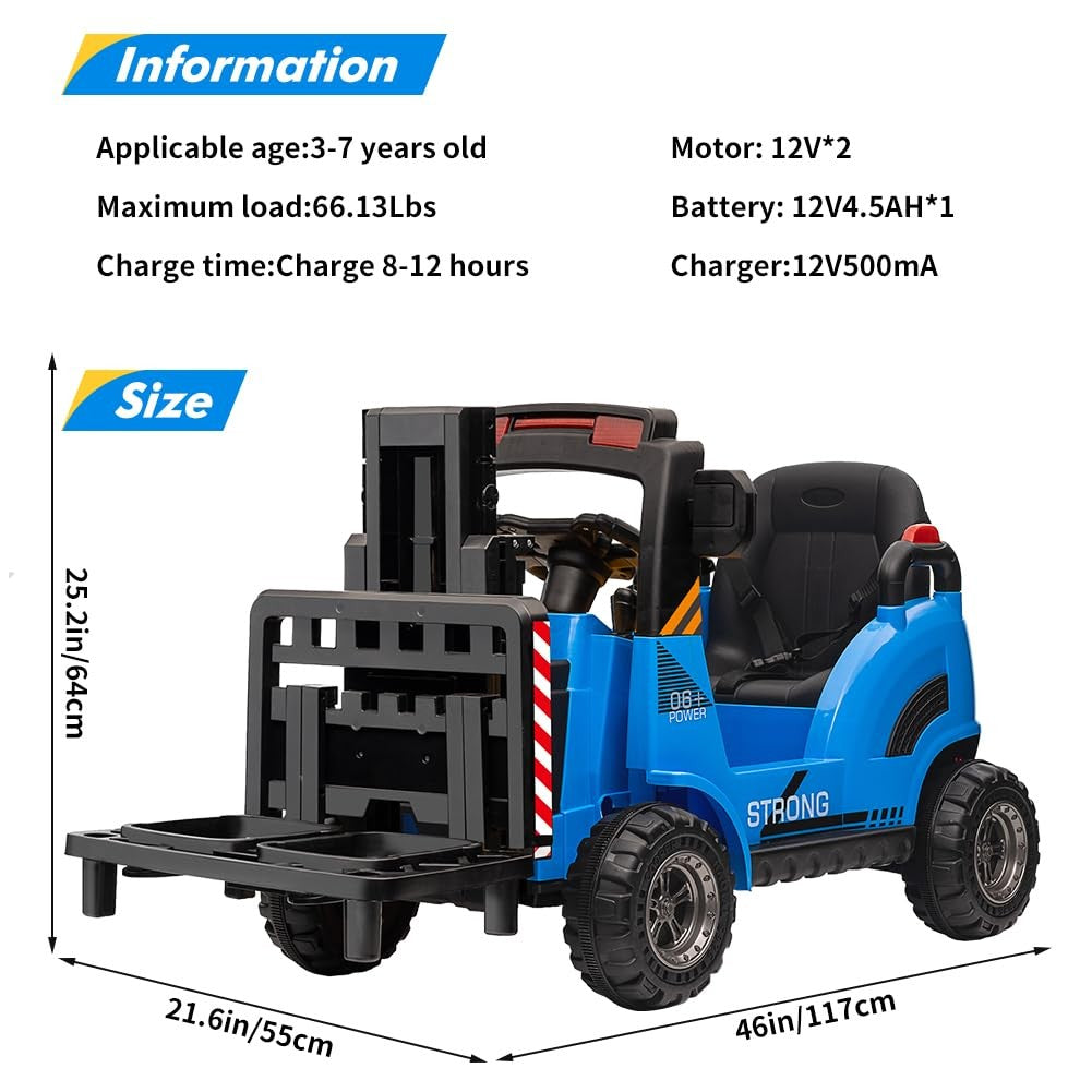 12V Electric Ride-On Construction Forklift Car for Kids with Remote Control Trend Times 19