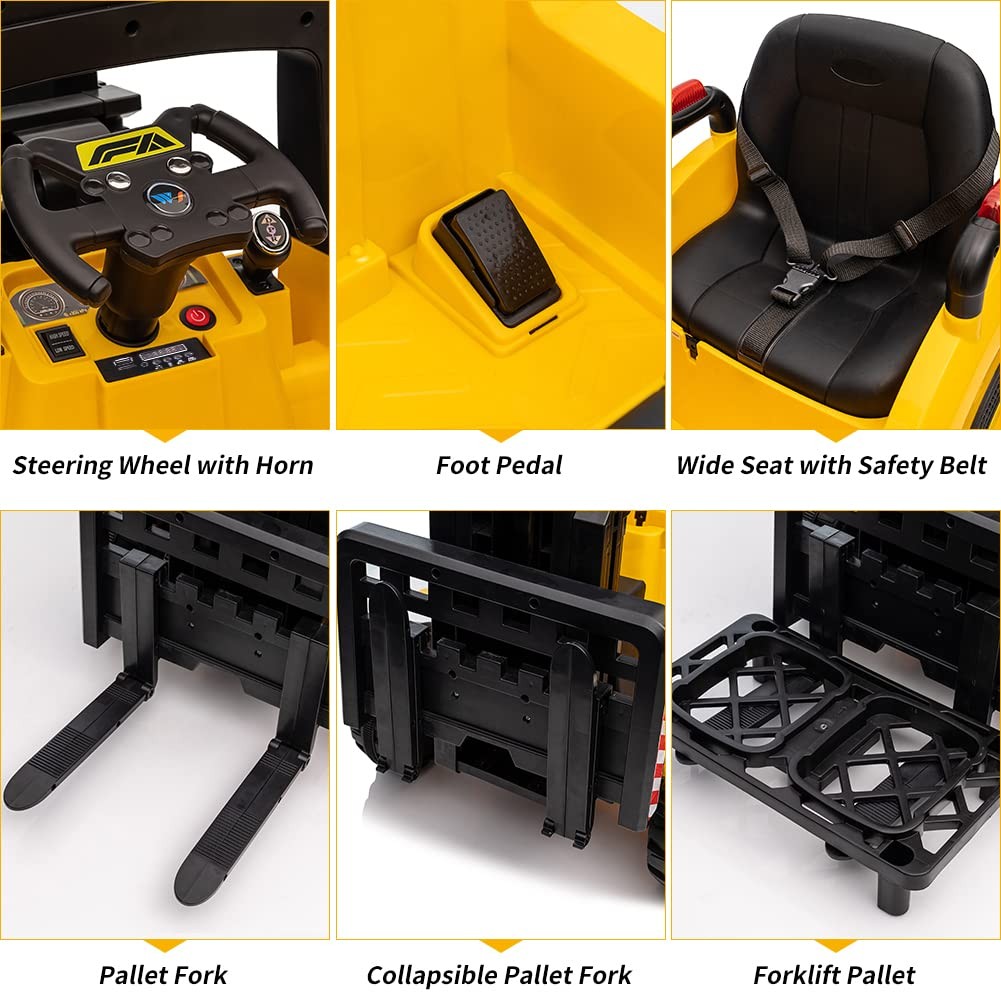 12V Electric Ride-On Construction Forklift Car for Kids with Remote Control Trend Times 2