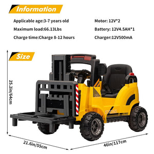 12V Electric Ride-On Construction Forklift Car for Kids with Remote Control Trend Times 3