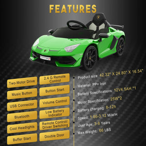 12V Electric Ride-On Car for Kids Licensed Lamborghini SVJ with Remote Control Trend Times 15