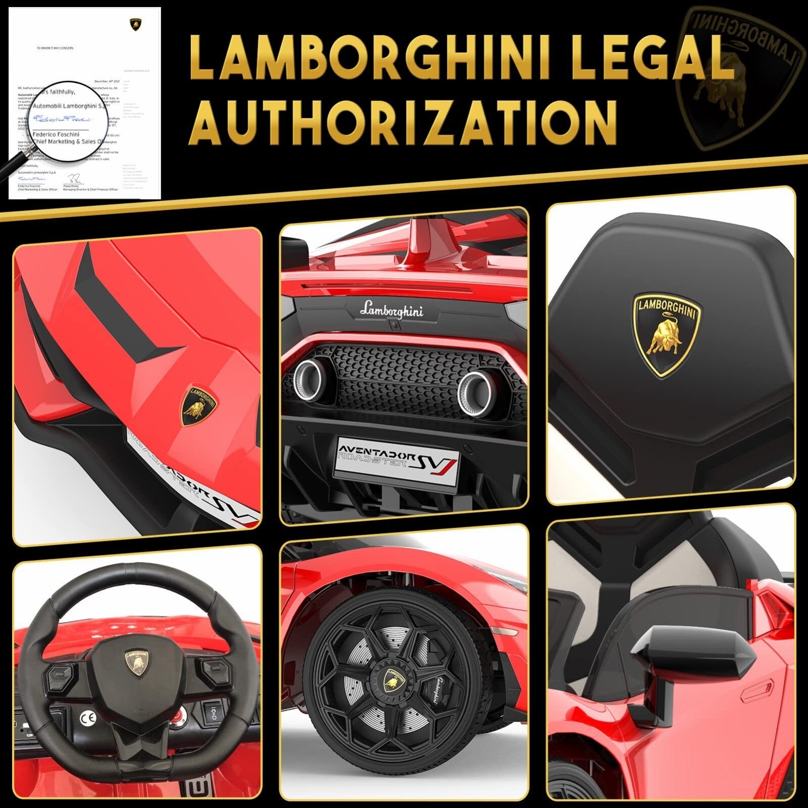 12V Electric Ride-On Car for Kids Licensed Lamborghini SVJ with Remote Control Trend Times 3