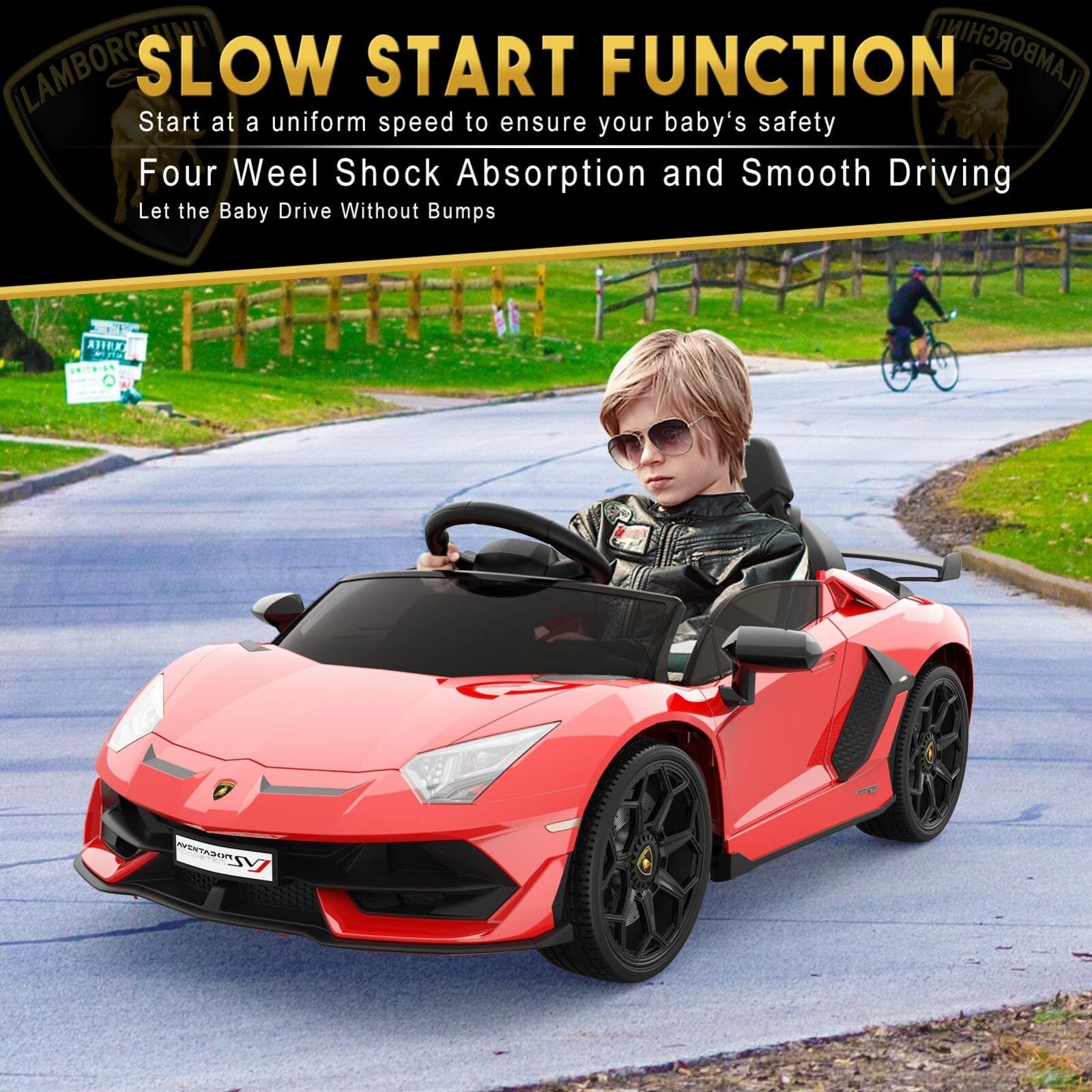 12V Electric Ride-On Car for Kids Licensed Lamborghini SVJ with Remote Control Trend Times 4