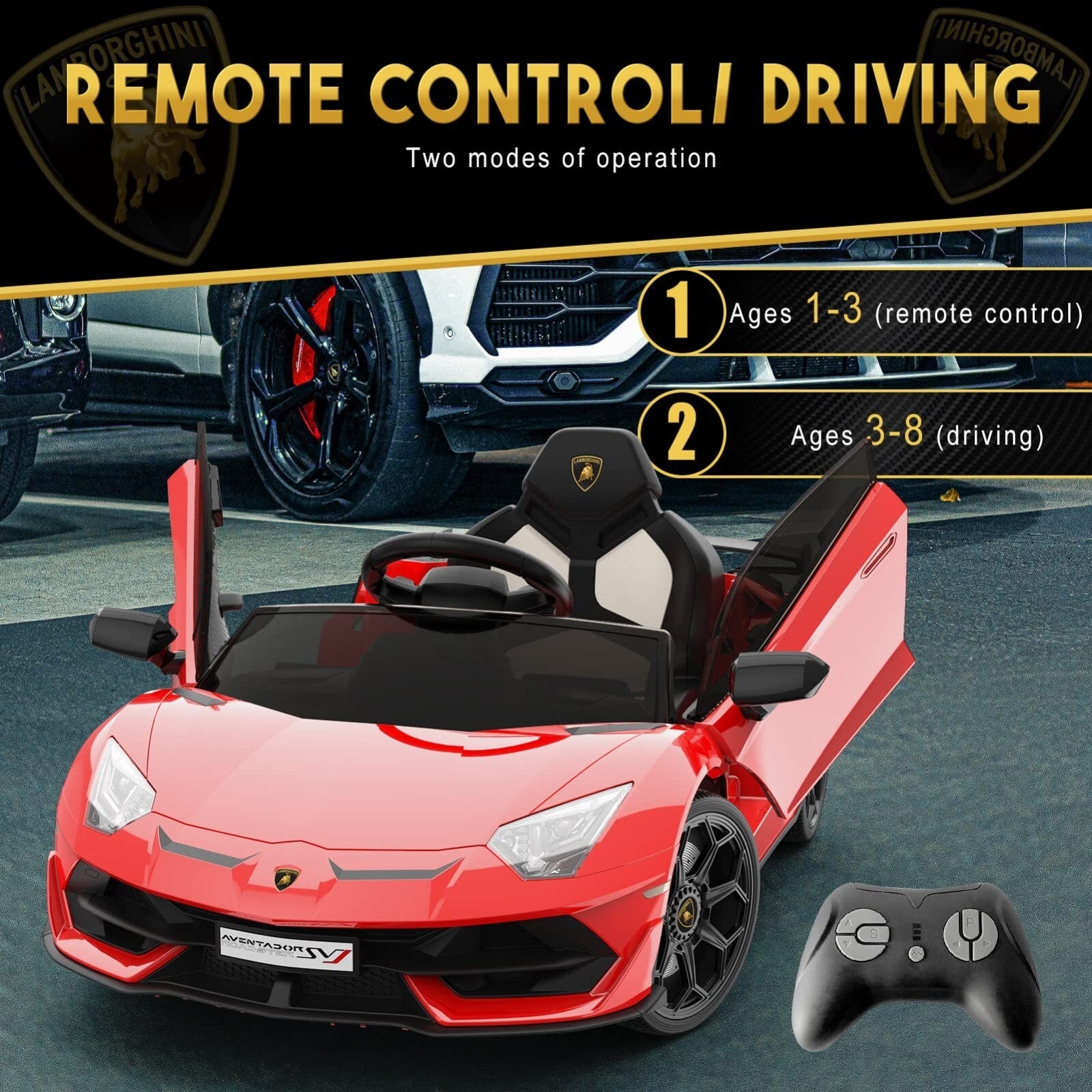 12V Electric Ride-On Car for Kids Licensed Lamborghini SVJ with Remote Control Trend Times 5