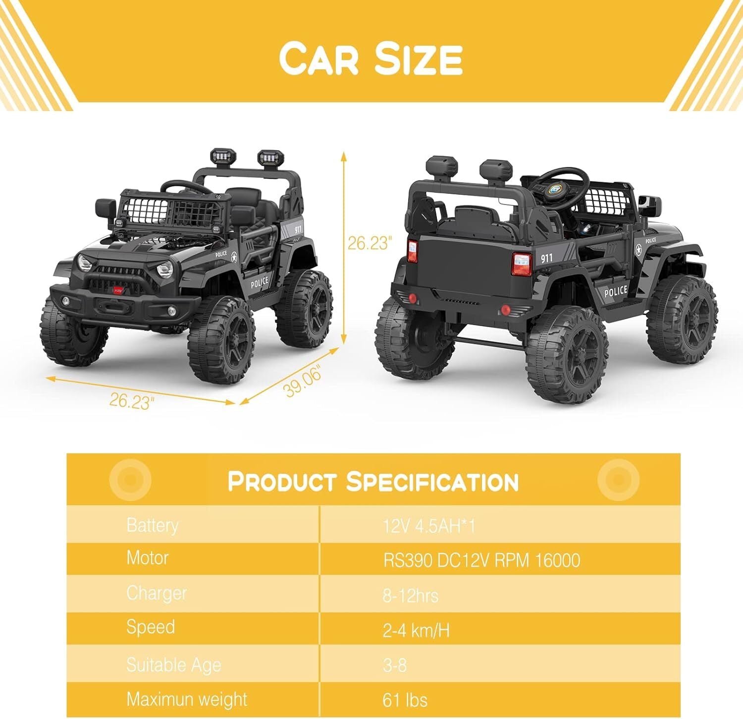 12V Electric Ride-On Truck Toy for Kids with LED Lights and Remote Control Trend Times 18
