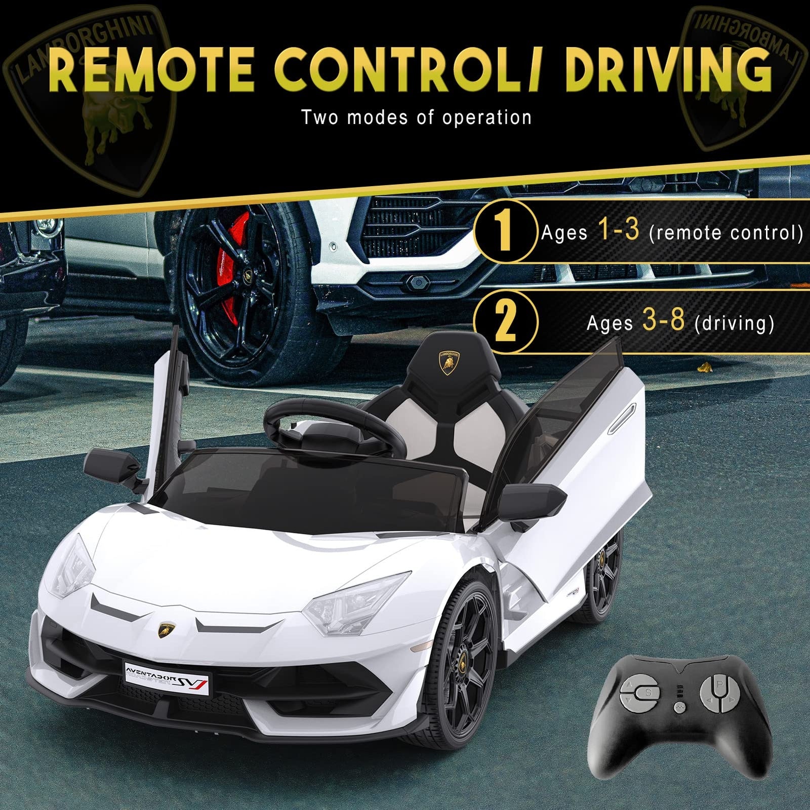 12V Electric Ride-On Lamborghini Car for Kids with LED Lights Trend Times 1