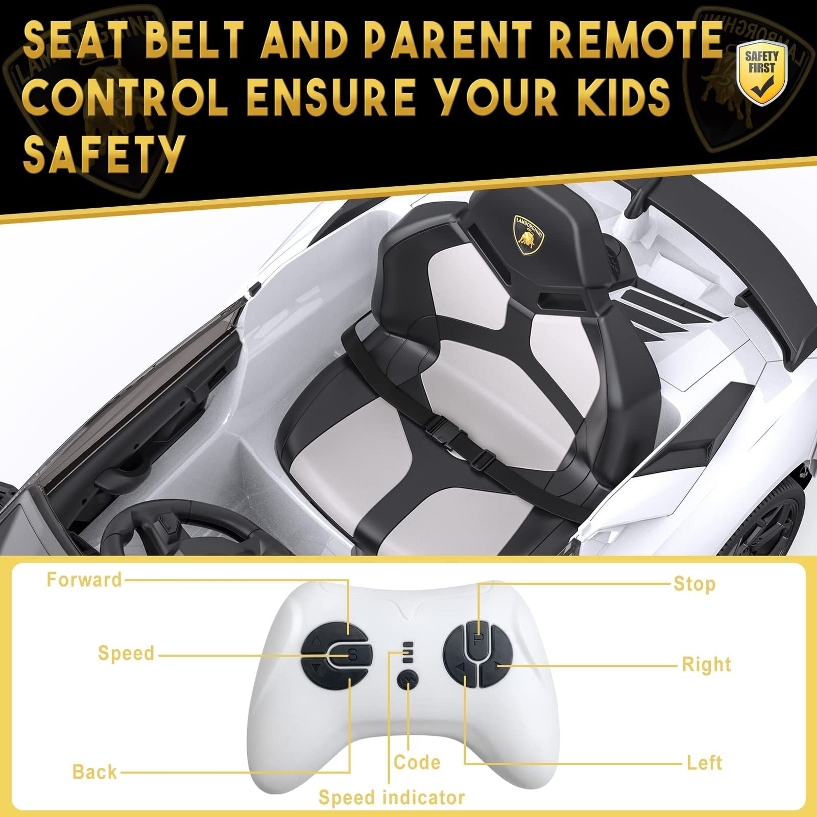 12V Electric Ride-On Lamborghini Car for Kids with LED Lights Trend Times 3