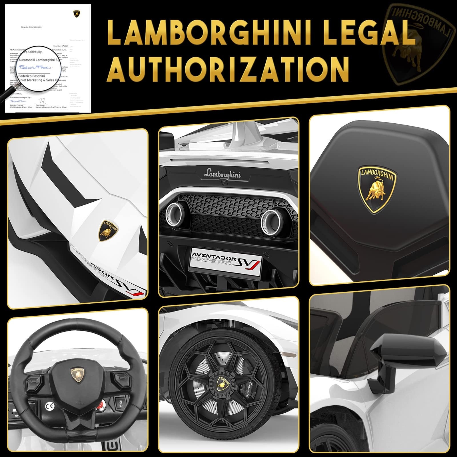 12V Electric Ride-On Lamborghini Car for Kids with LED Lights Trend Times 9