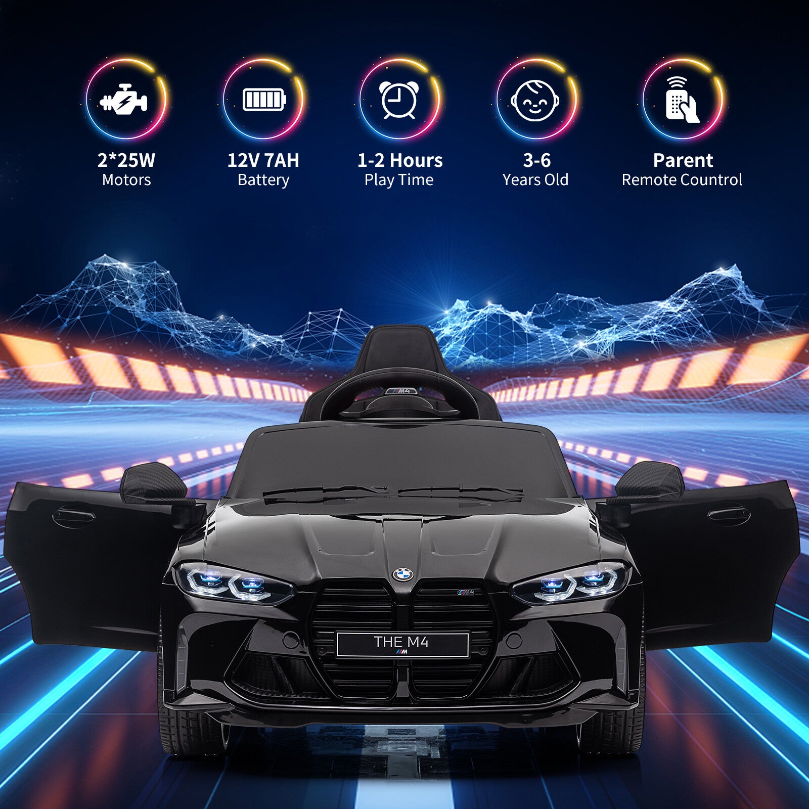 12V Battery-Powered Licensed BMW M4 Ride-On Car with Remote Control for Kids Trend Times 5