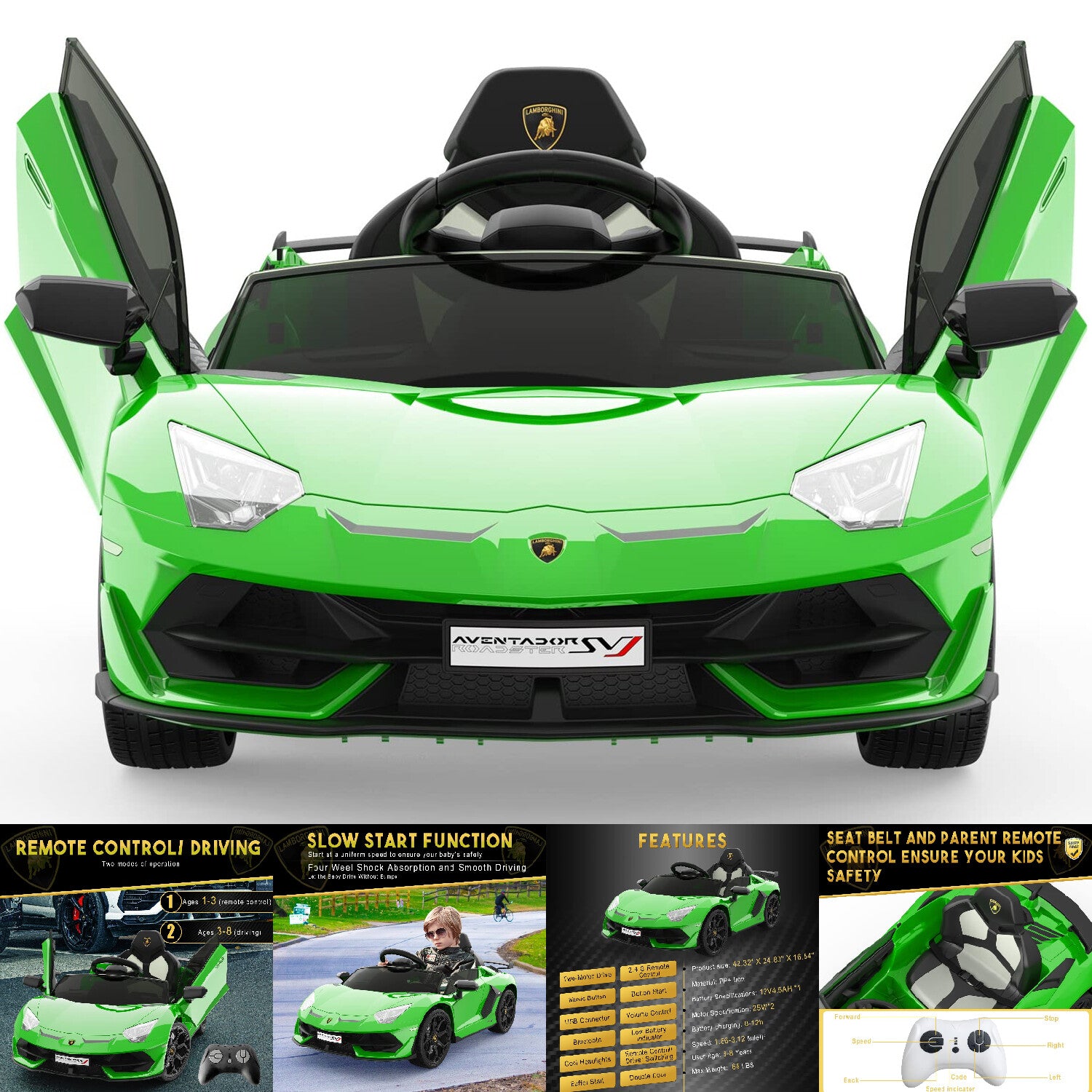 12V Licensed Lamborghini Electric Ride-On Car for Kids with Hydraulic Doors Trend Times 11