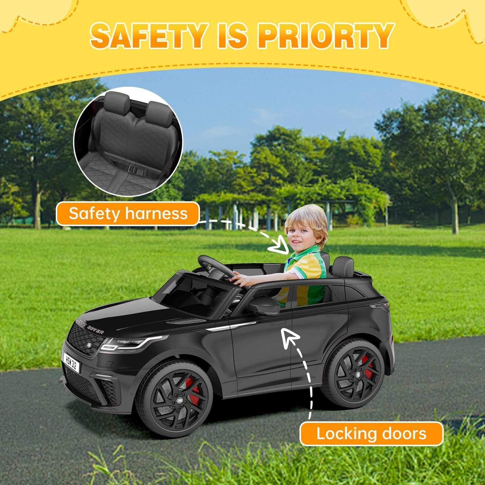 12V Licensed Land Rover Electric Ride-On Car for Kids with MP3 Player and Remote Control Trend Times 2