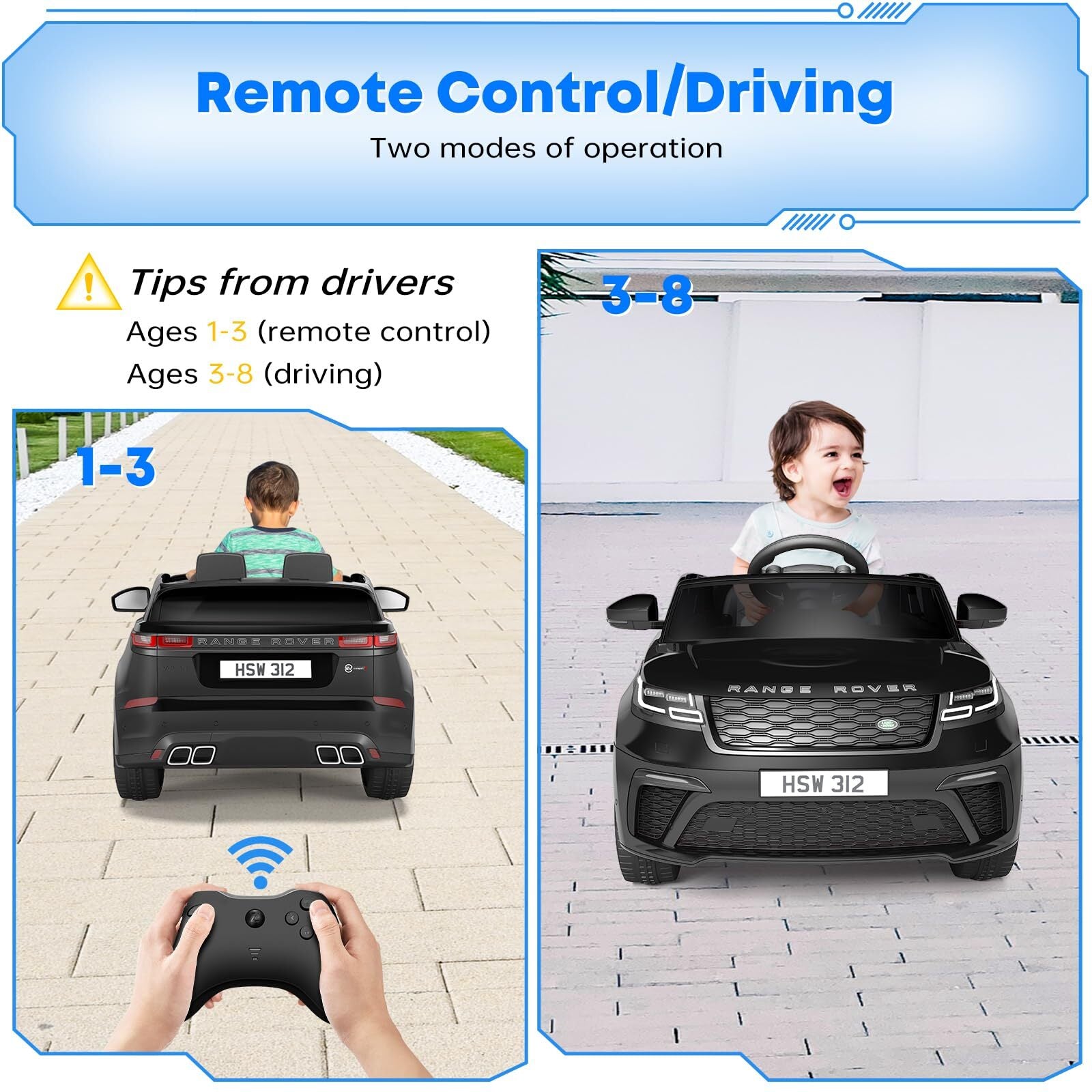 12V Licensed Land Rover Electric Ride-On Car for Kids with MP3 Player and Remote Control Trend Times 3