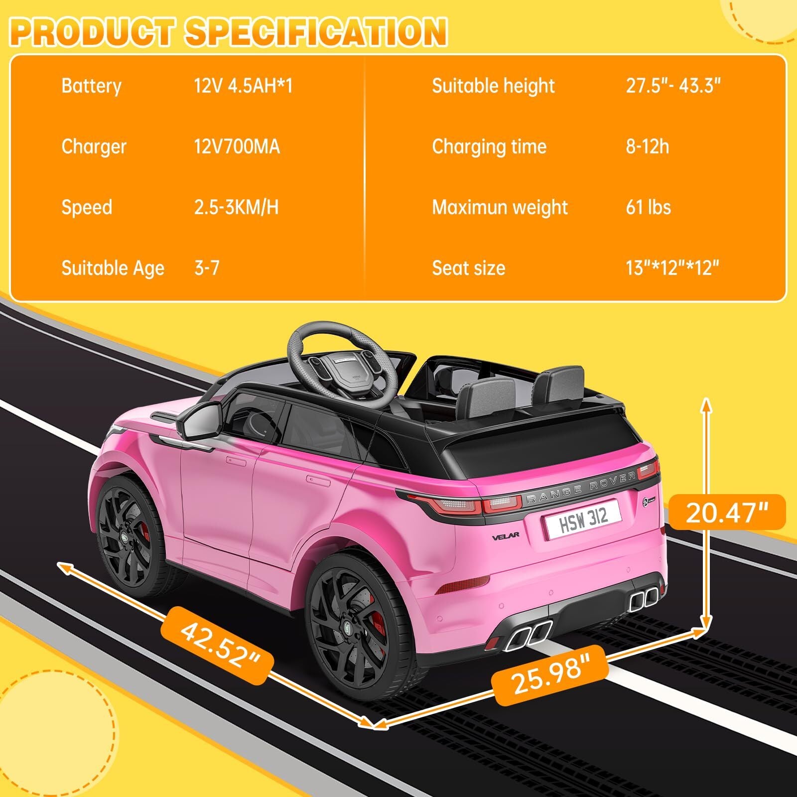 12V Licensed Land Rover Electric Ride-On Car for Kids Toy Gift Trend Times 10
