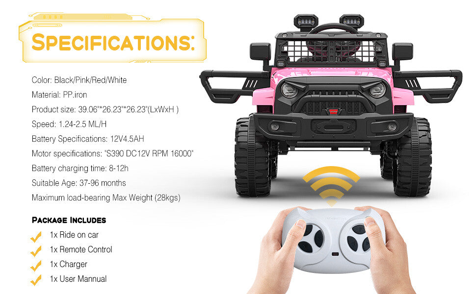 12V Kids Electric Ride-On Truck with LED Lights and Two-Speed Settings Trend Times 17