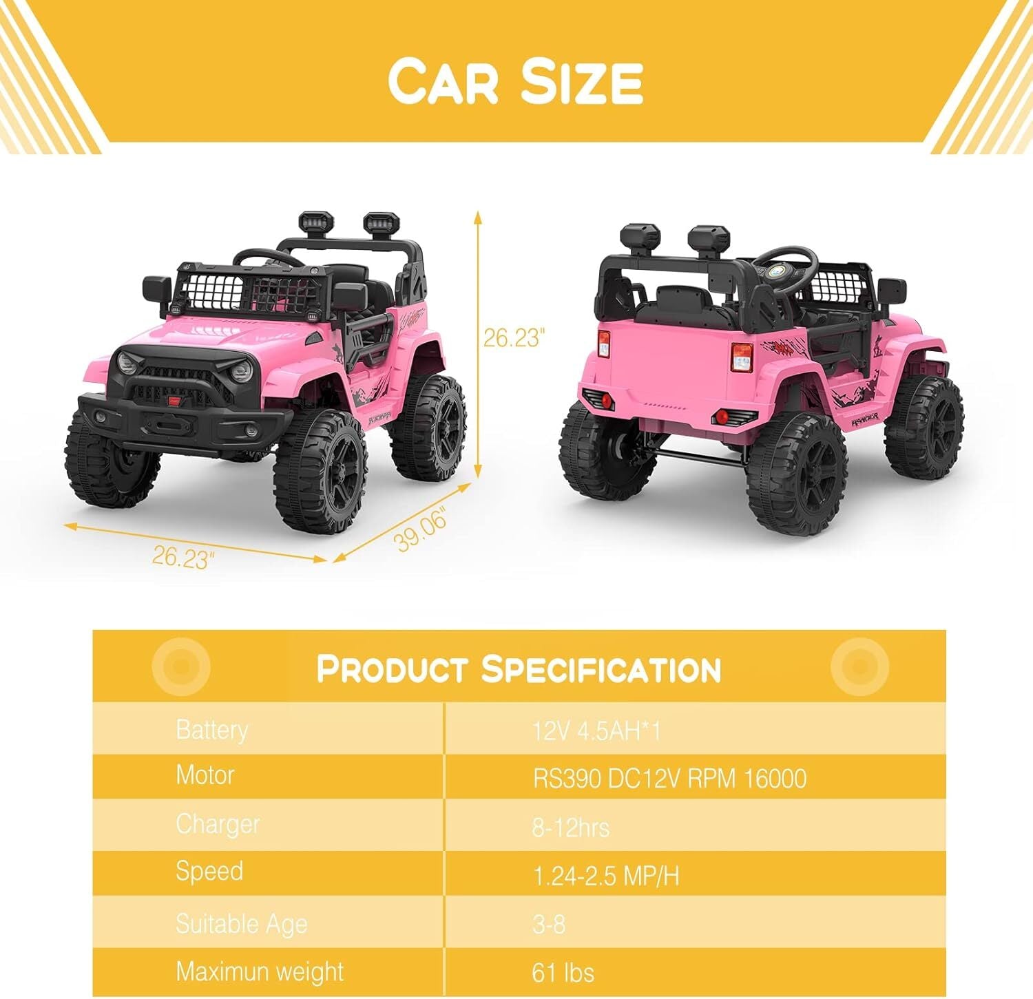 12V Kids Electric Ride-On Truck with LED Lights and Two-Speed Settings Trend Times 4