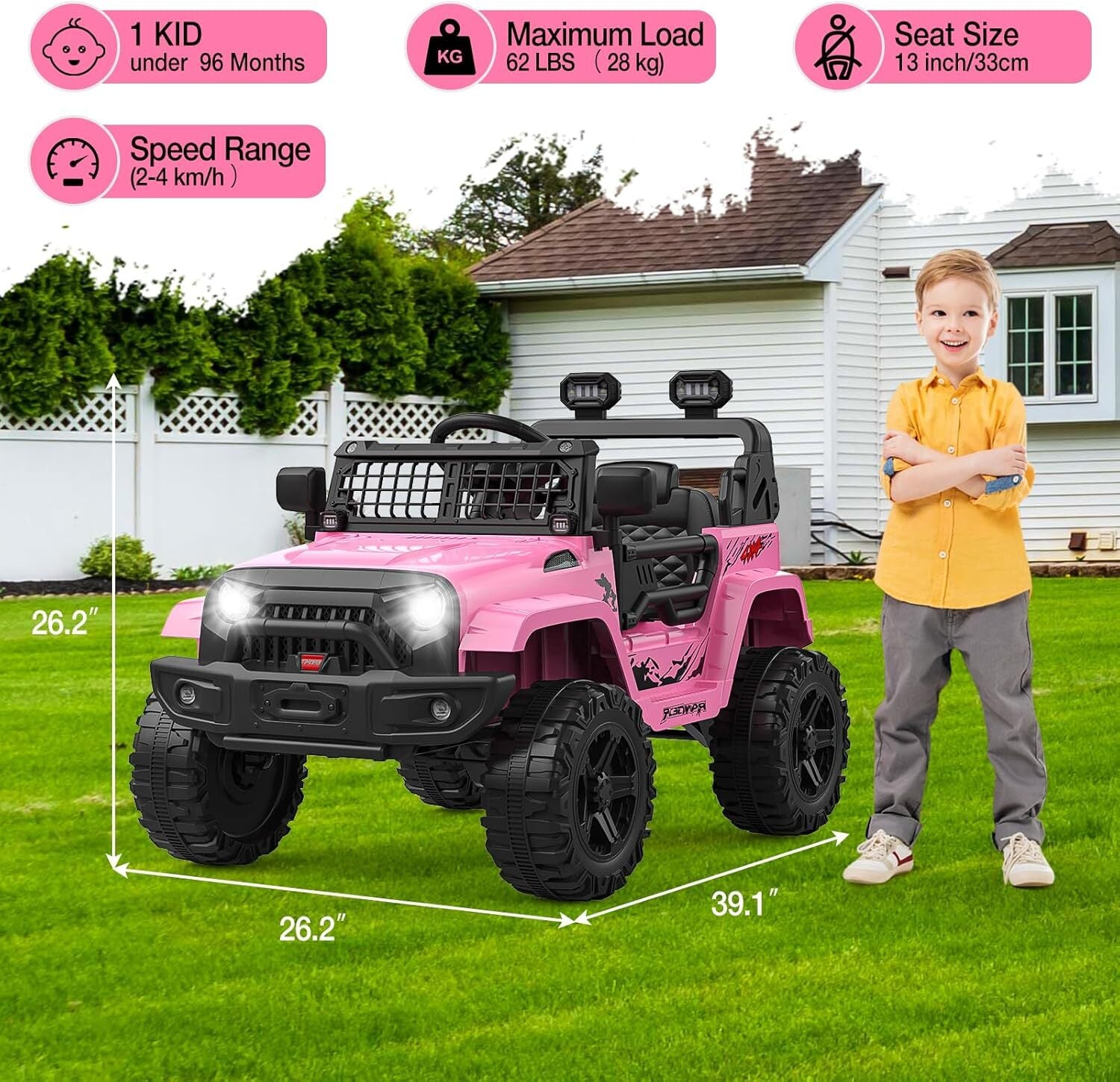 12V Kids Electric Ride-On Truck with LED Lights and Two-Speed Settings Trend Times 9