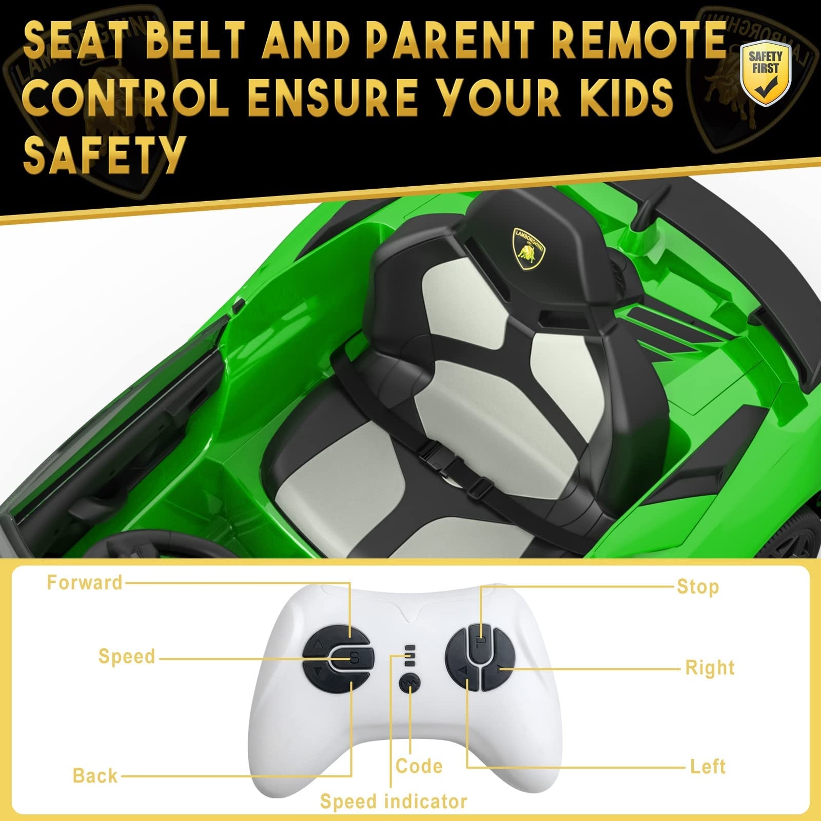 12V Licensed Lamborghini Electric Ride-On Car Toy for Kids Trend Times 21