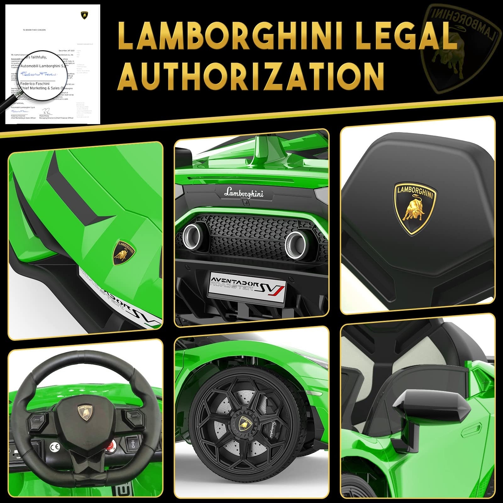 12V Licensed Lamborghini Electric Ride-On Car Toy for Kids Trend Times 22