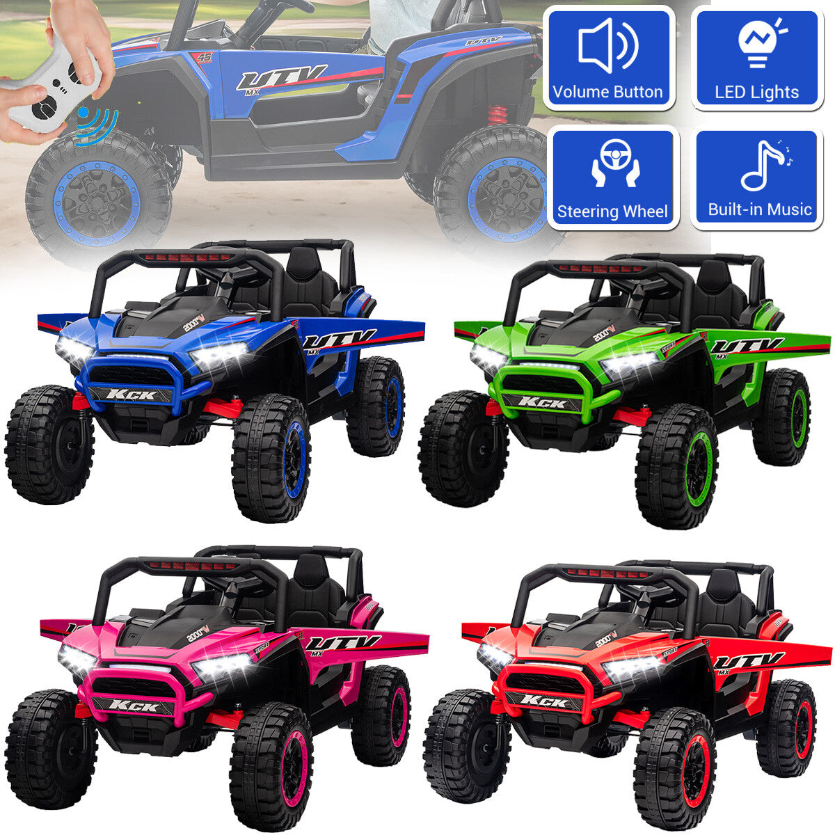 12V Ride-On Off-Road UTV Toy Car with Remote Control and LED Lights for Kids Trend Times 5