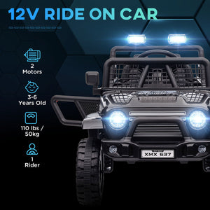 12V Ride-On Car and Truck with 4 Suspension Wheels in Black Trend Times 4
