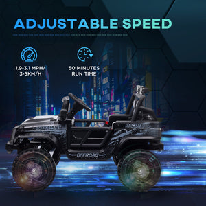 12V Ride-On Car and Truck with 4 Suspension Wheels in Black Trend Times 6