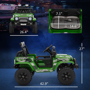 12V Green Ride-On Car and Truck with 4 Suspension Wheels Trend Times 1