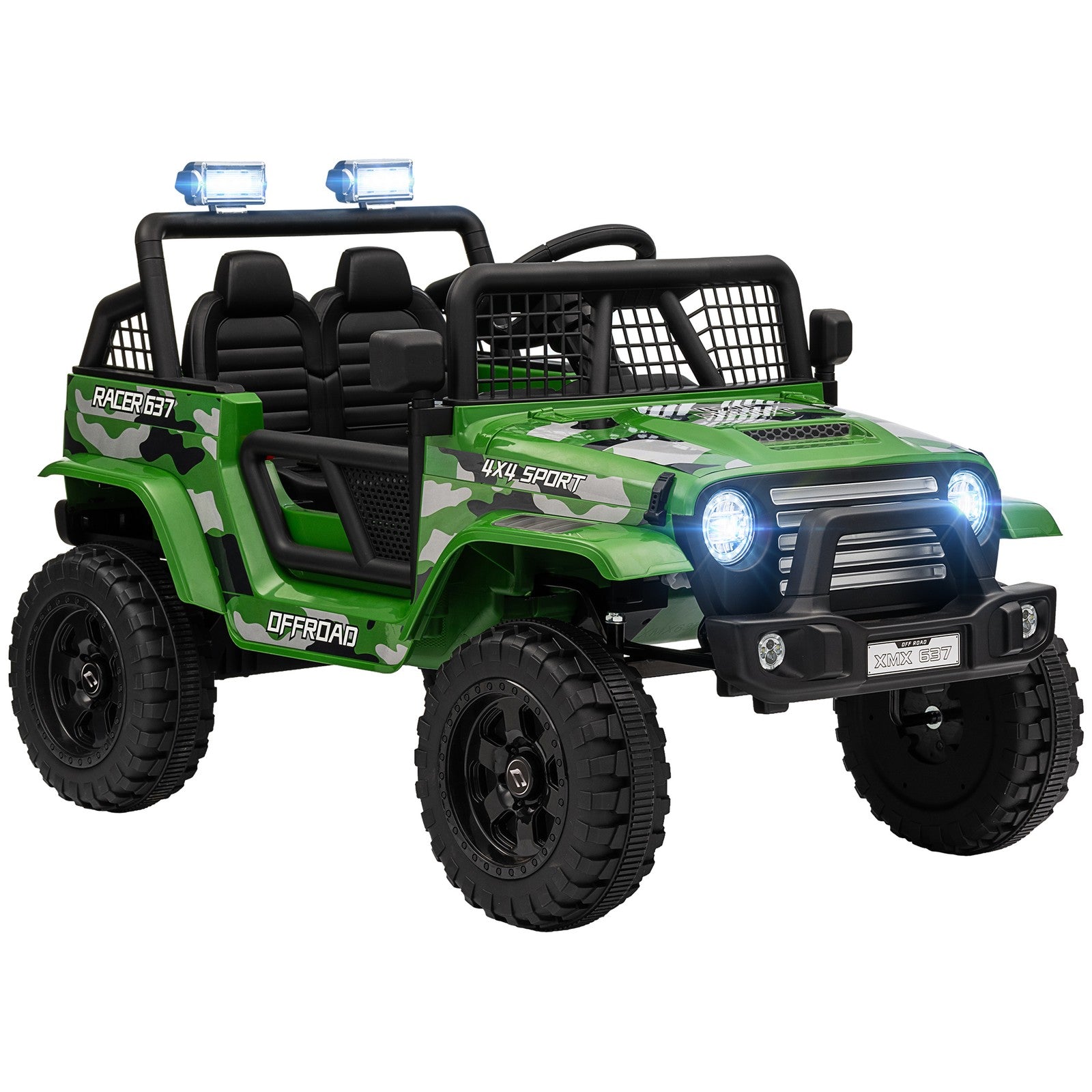 12V Green Ride-On Car and Truck with 4 Suspension Wheels Trend Times 2