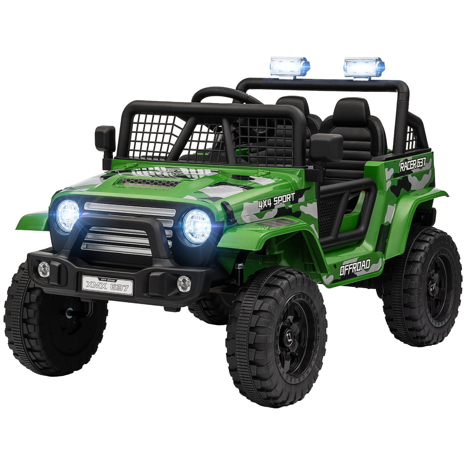 12V Green Ride-On Car and Truck with 4 Suspension Wheels Trend Times 3