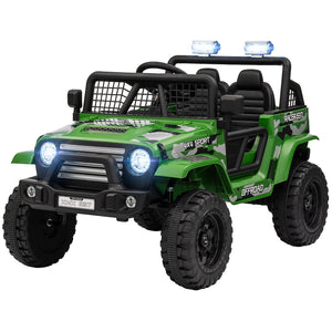 12V Green Ride-On Car and Truck with 4 Suspension Wheels Trend Times 3