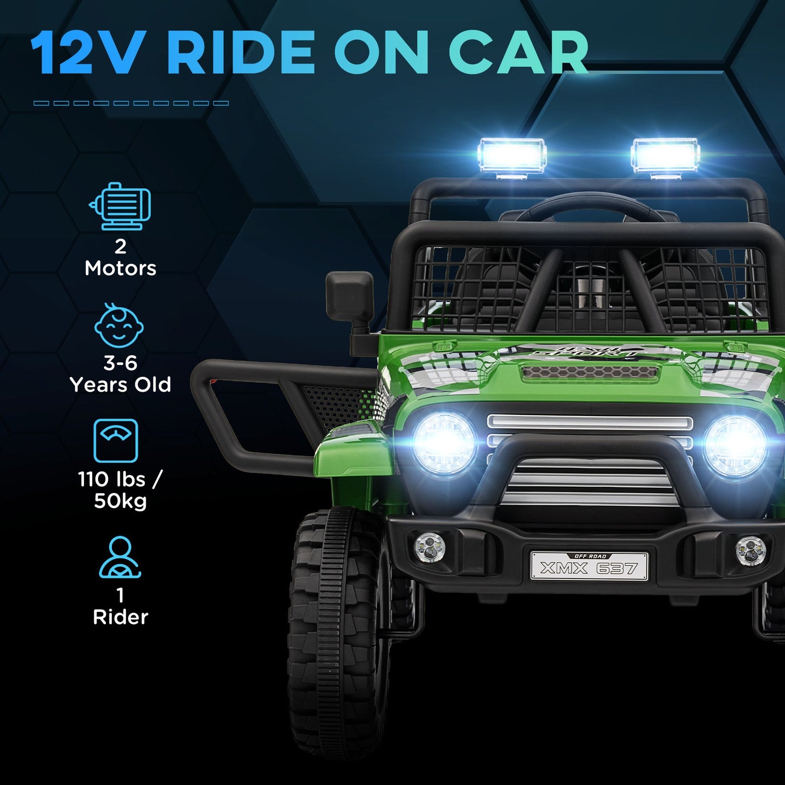 12V Green Ride-On Car and Truck with 4 Suspension Wheels Trend Times 4