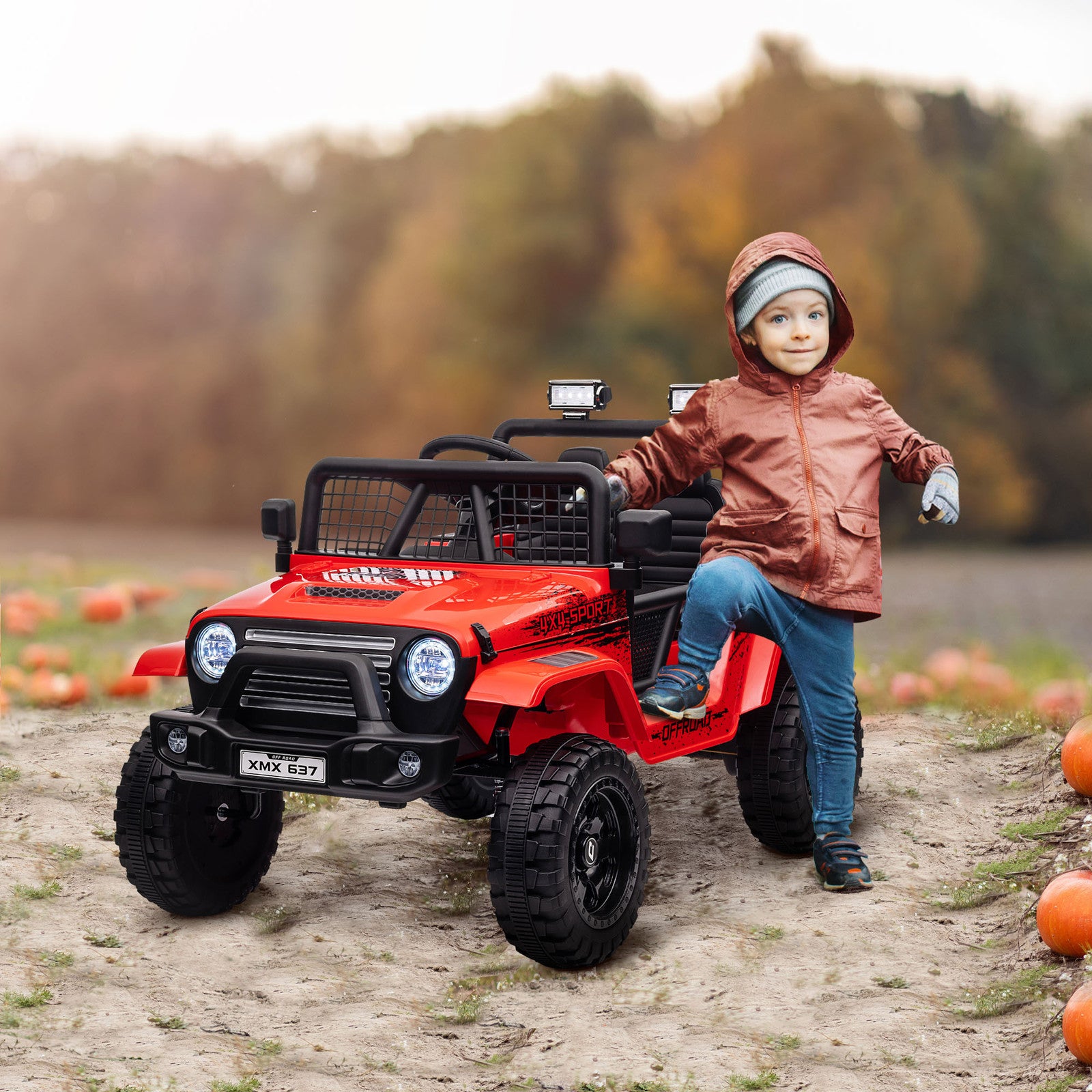 12V Red Ride-On Car and Truck with 4 Suspension Wheels Trend Times Variant 0