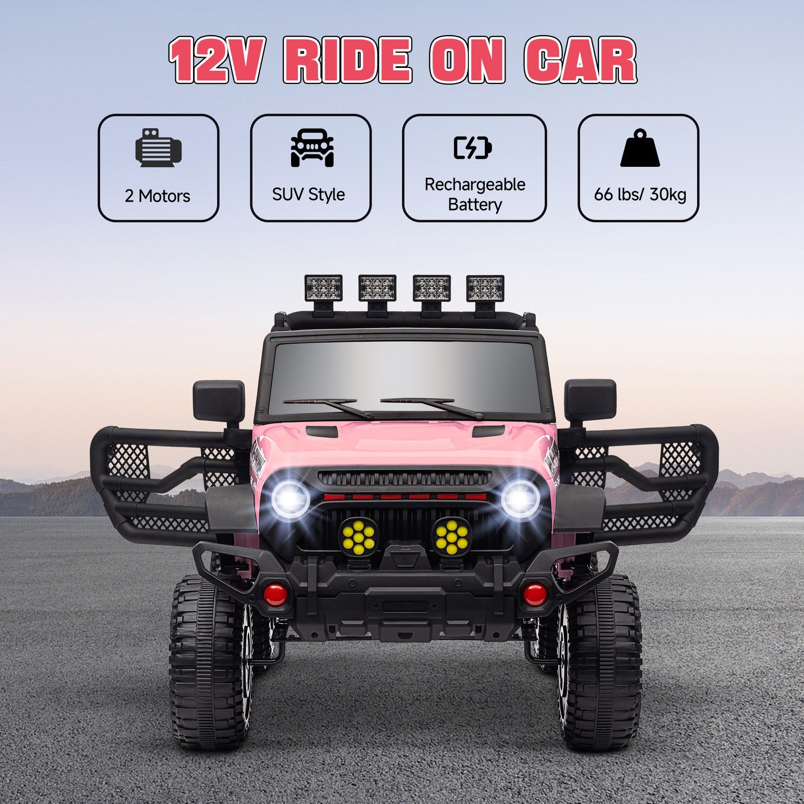 12V Pink Ride-On Car and Truck with Suspension Wheels Trend Times 4