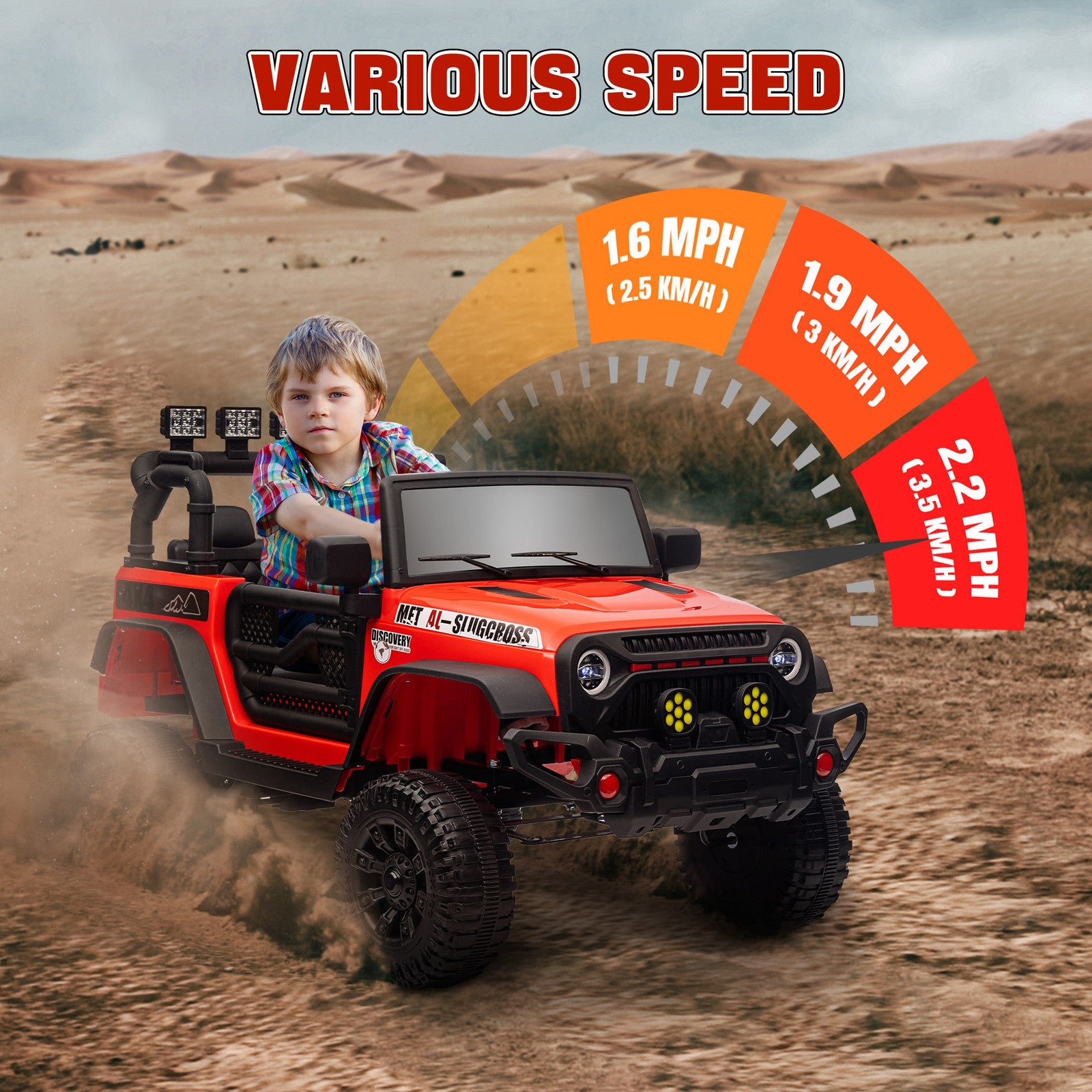 12V Red Ride-On Car and Truck with Suspension Wheels Trend Times 6